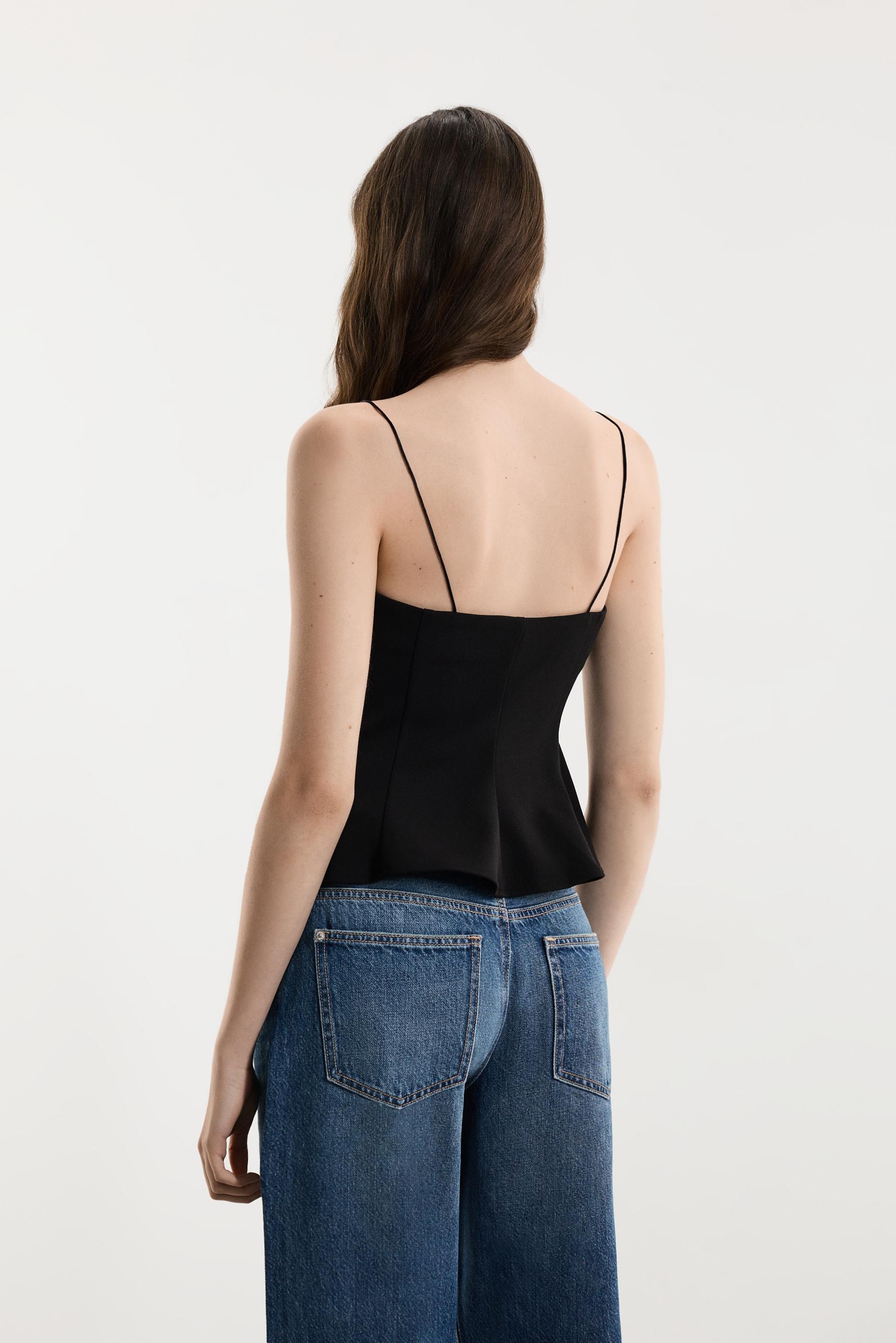 Thin strap bustier top — BLACK