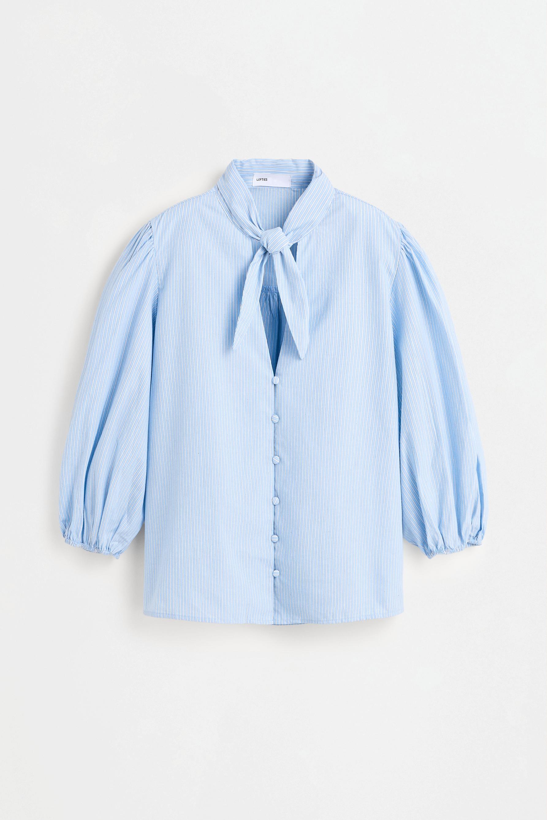 Tie-neck shirt — PALE BLUE