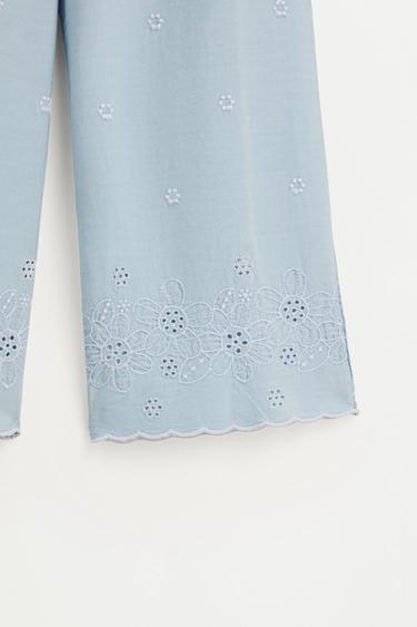 Embroidered lightweight jeans — PALE BLUE 4