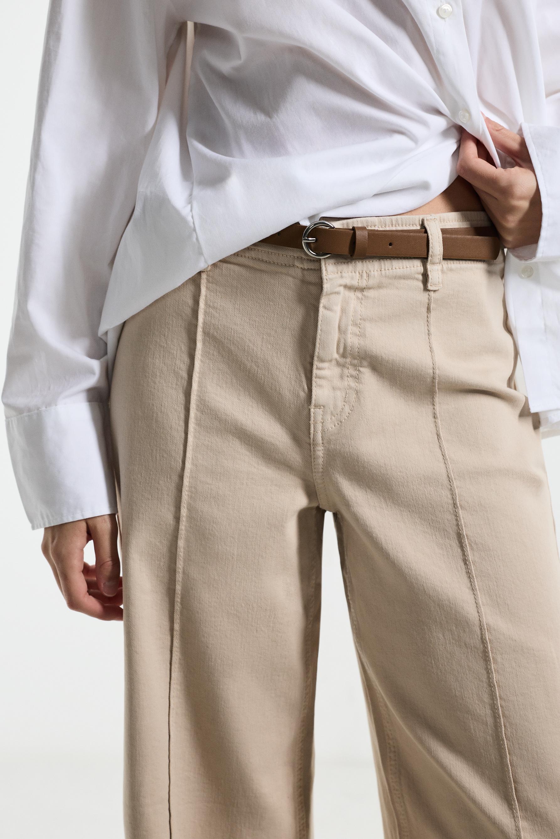 Straight leg seam detail jeans — MEDIUM CAMEL