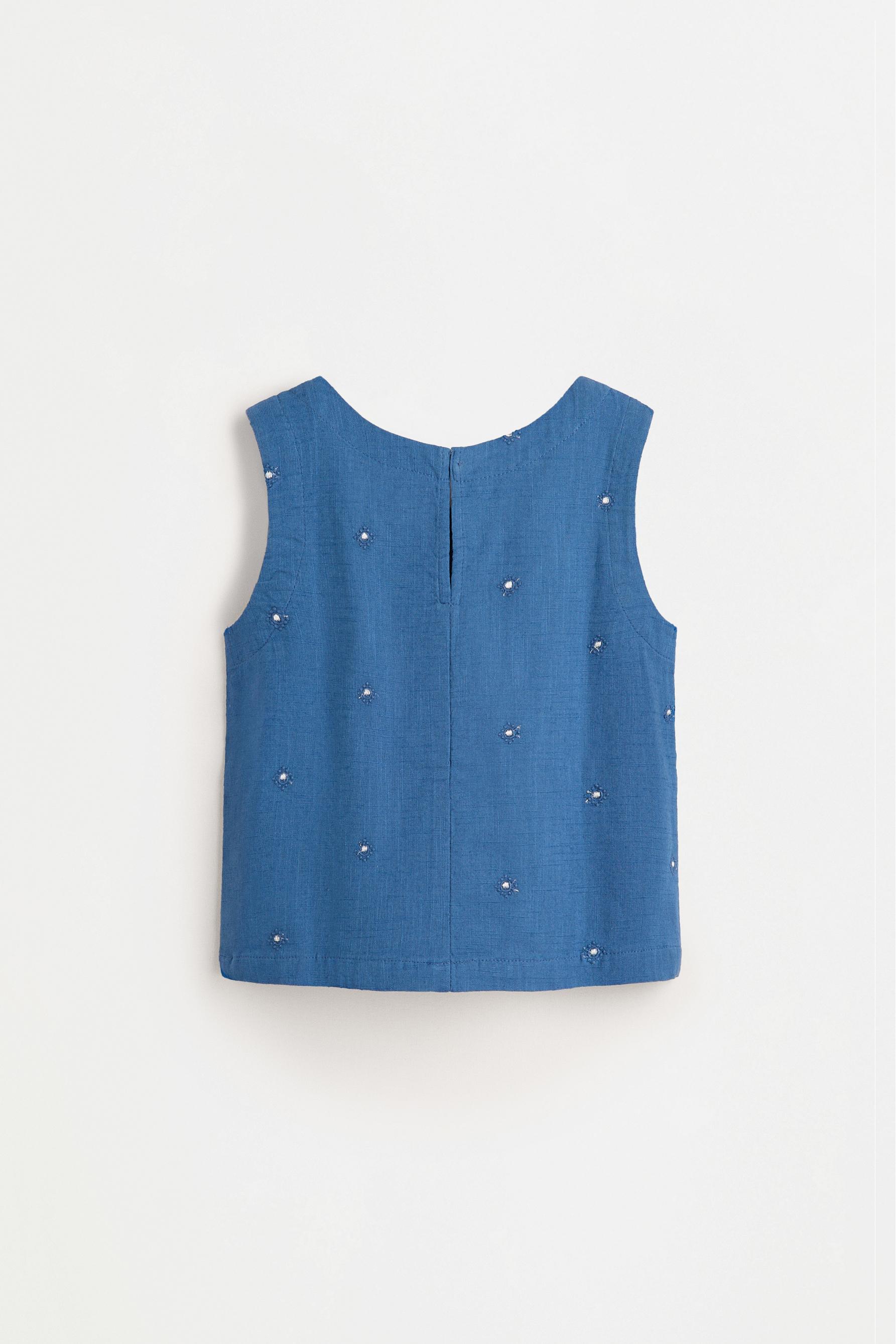 Embroidered top with shiny details — INK BLUE