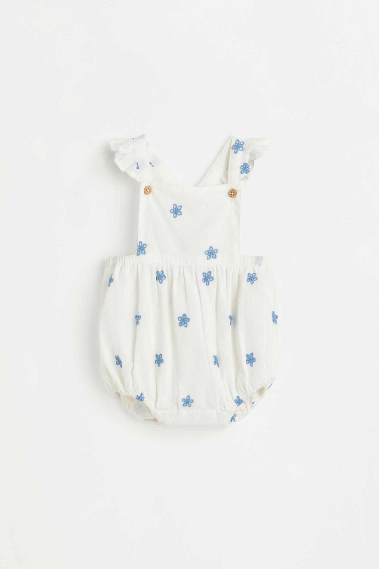 Swiss embroidered romper — OFF WHITE
