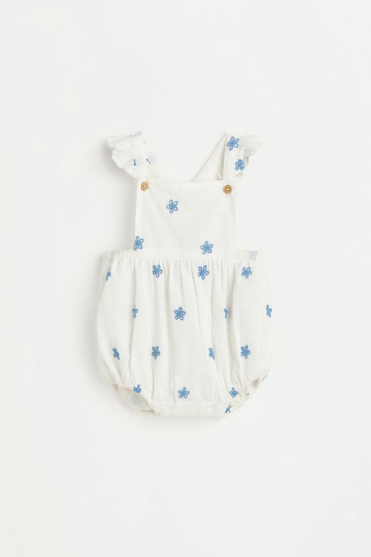 Swiss embroidered romper — OFF WHITE