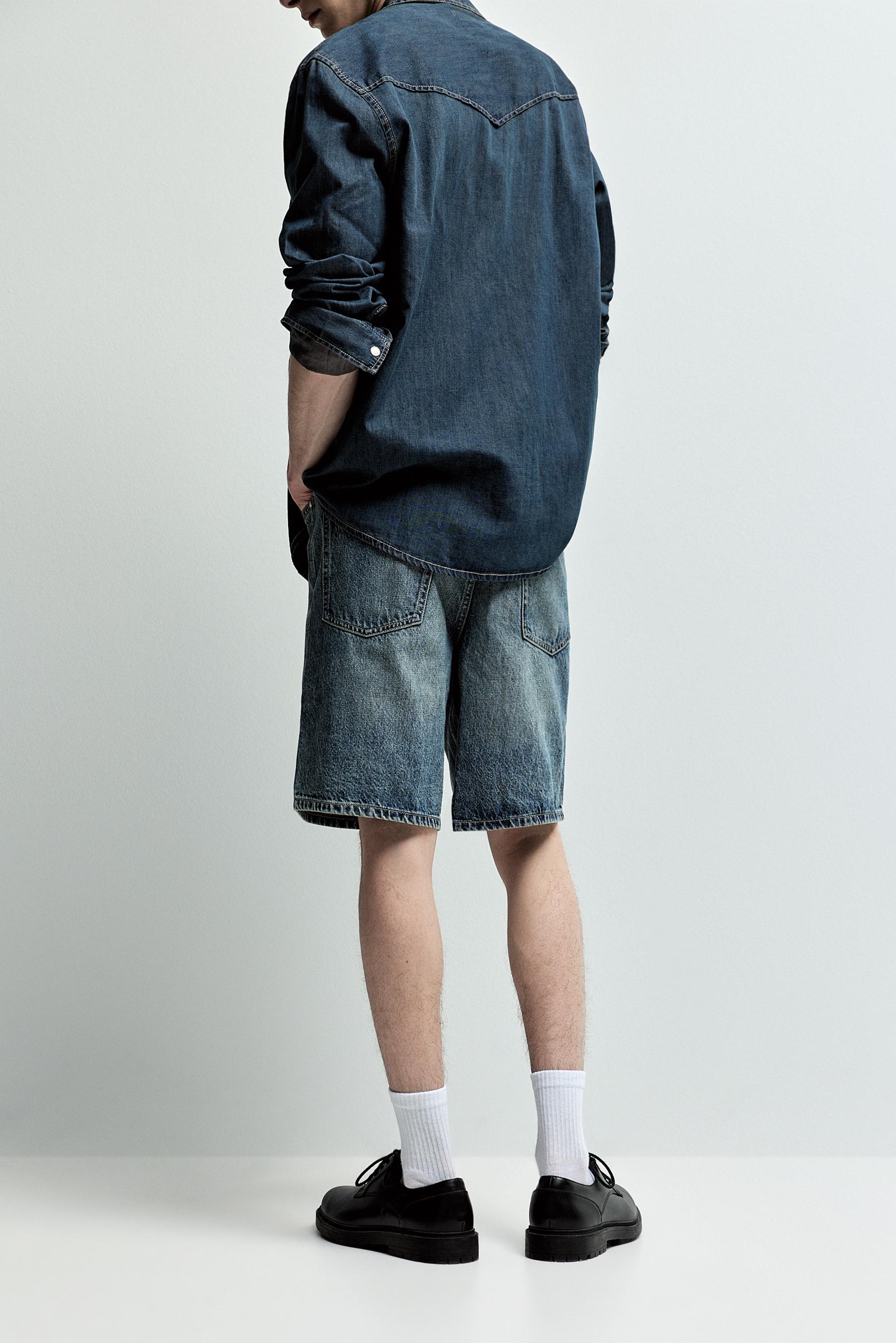 Straight denim Bermuda shorts — ROYAL BLUE