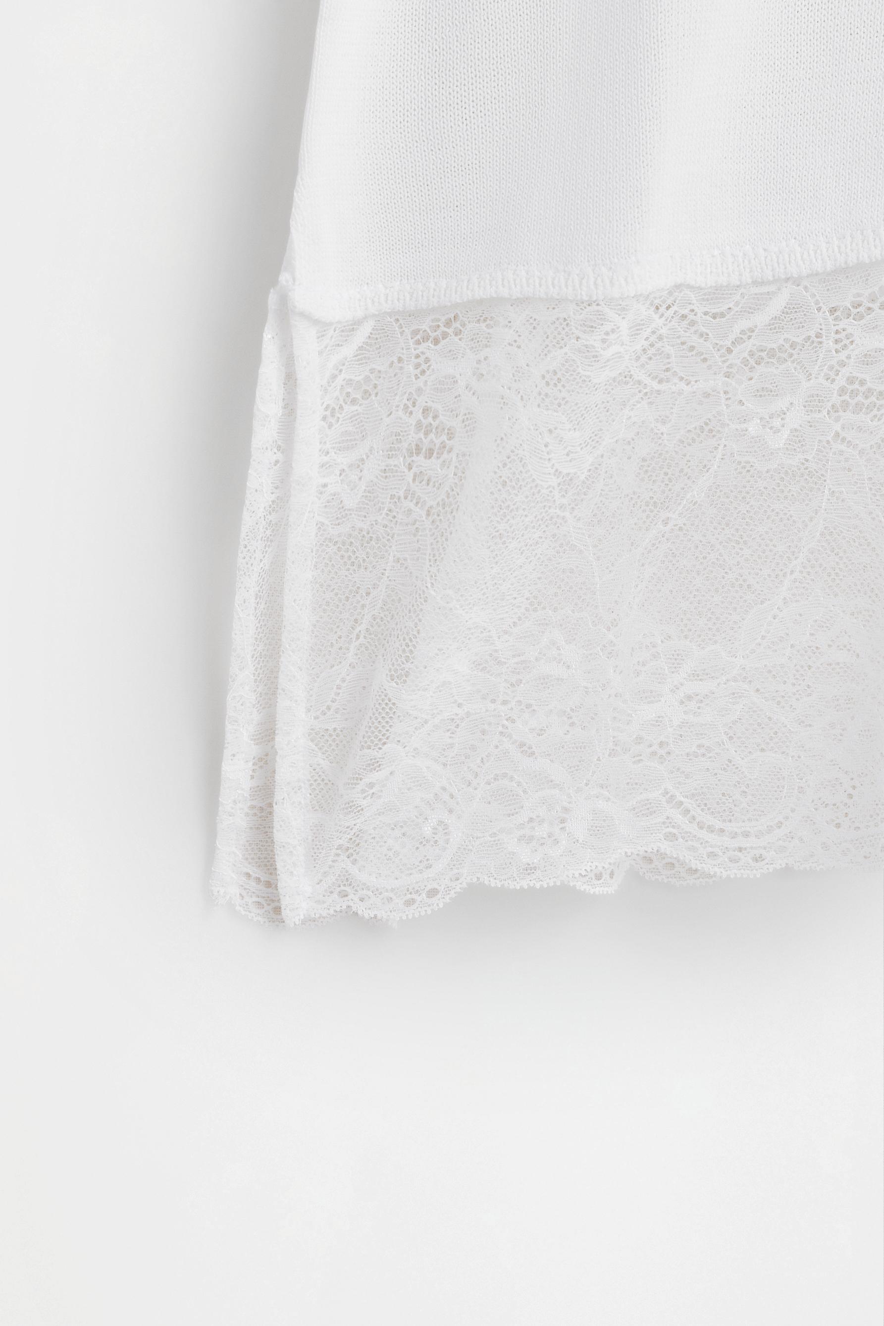 Lace Knit T-shirt — WHITE
