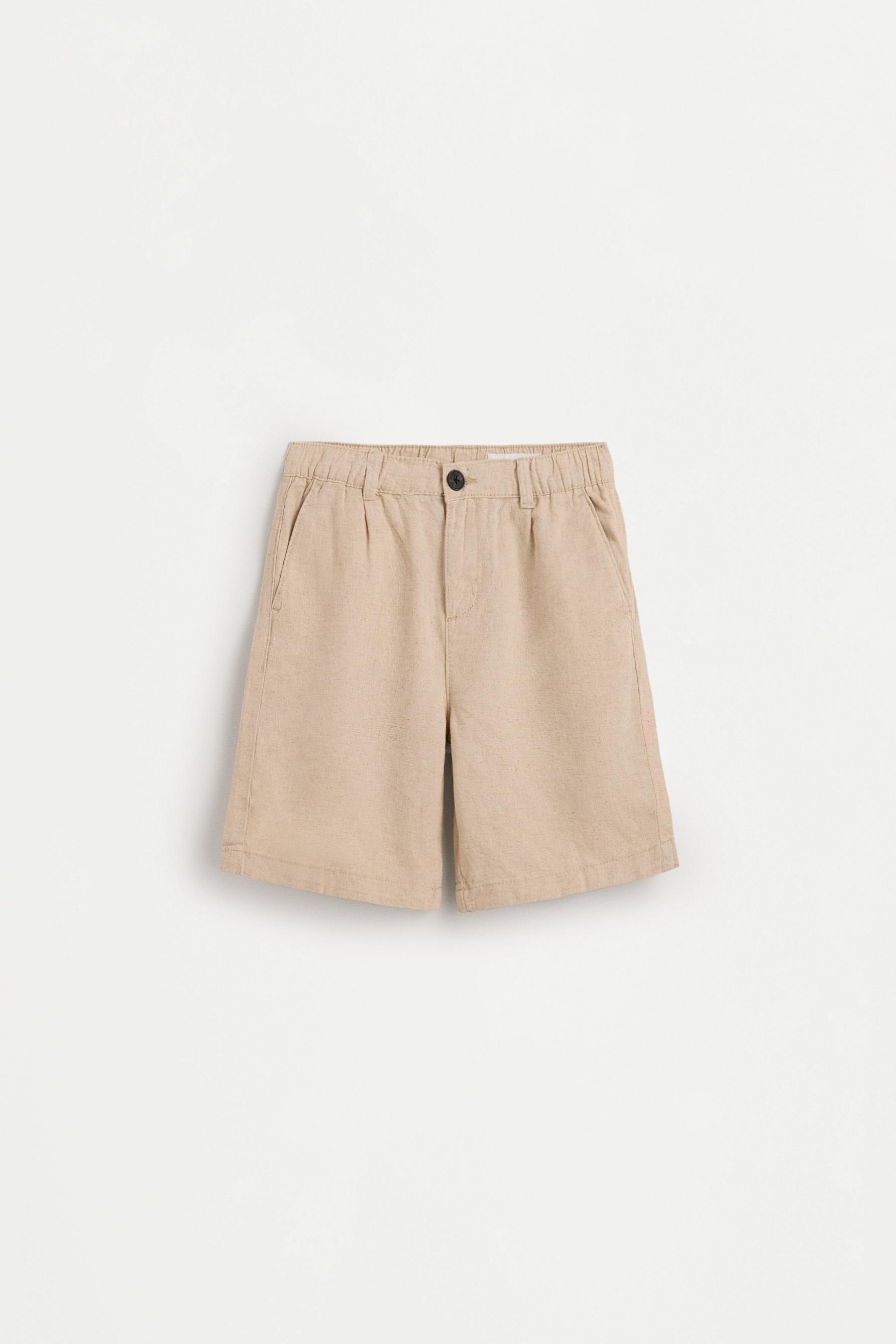 Linen-blend chino Bermuda shorts — SAND