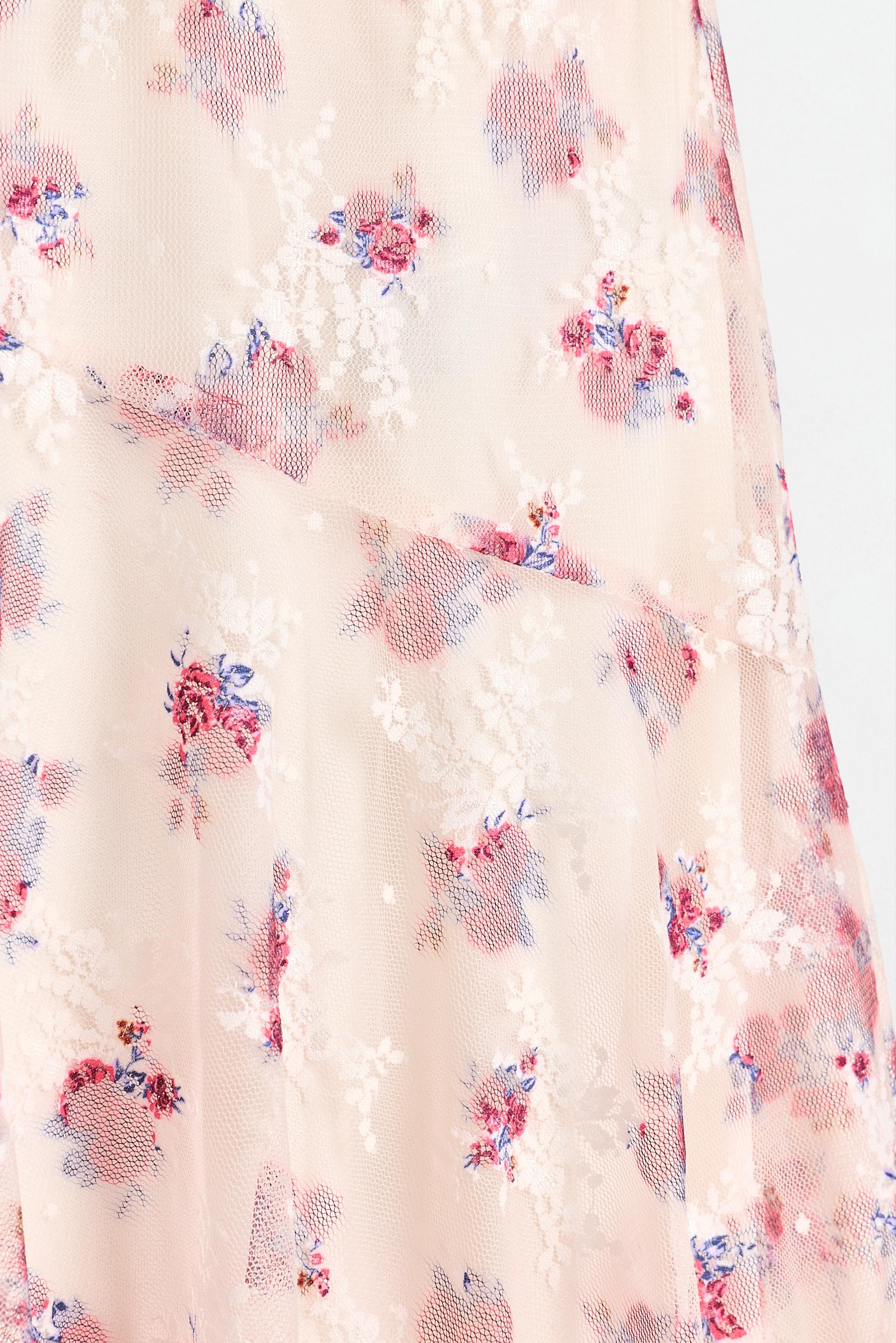 Floral asymmetric skirt — OFF WHITE