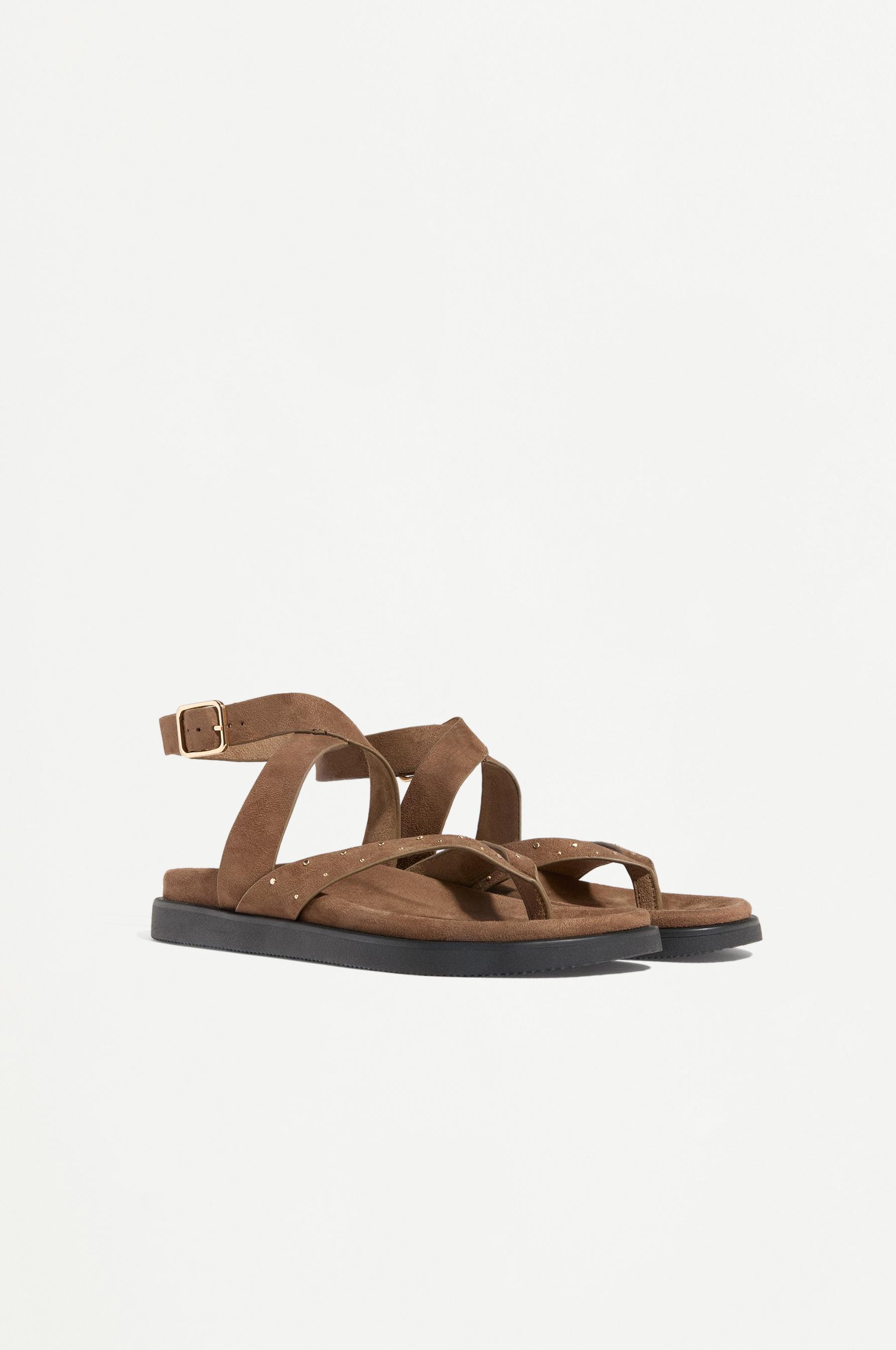 Lefties Kahverengi Lefties Suni Süet zımbalı sandalet