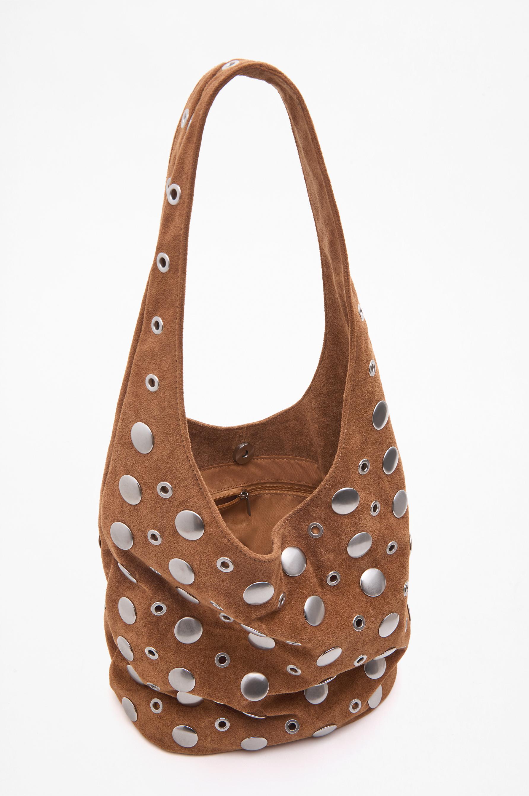 Zımbalı suni süet bucket çanta - Yeni Ürünler - ÇANTA - Kadın