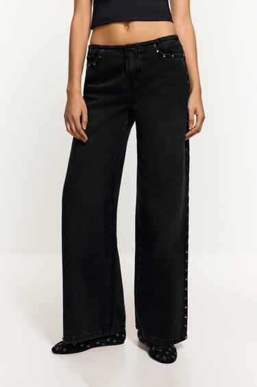 Wide-leg stud jeans — BLACK 2