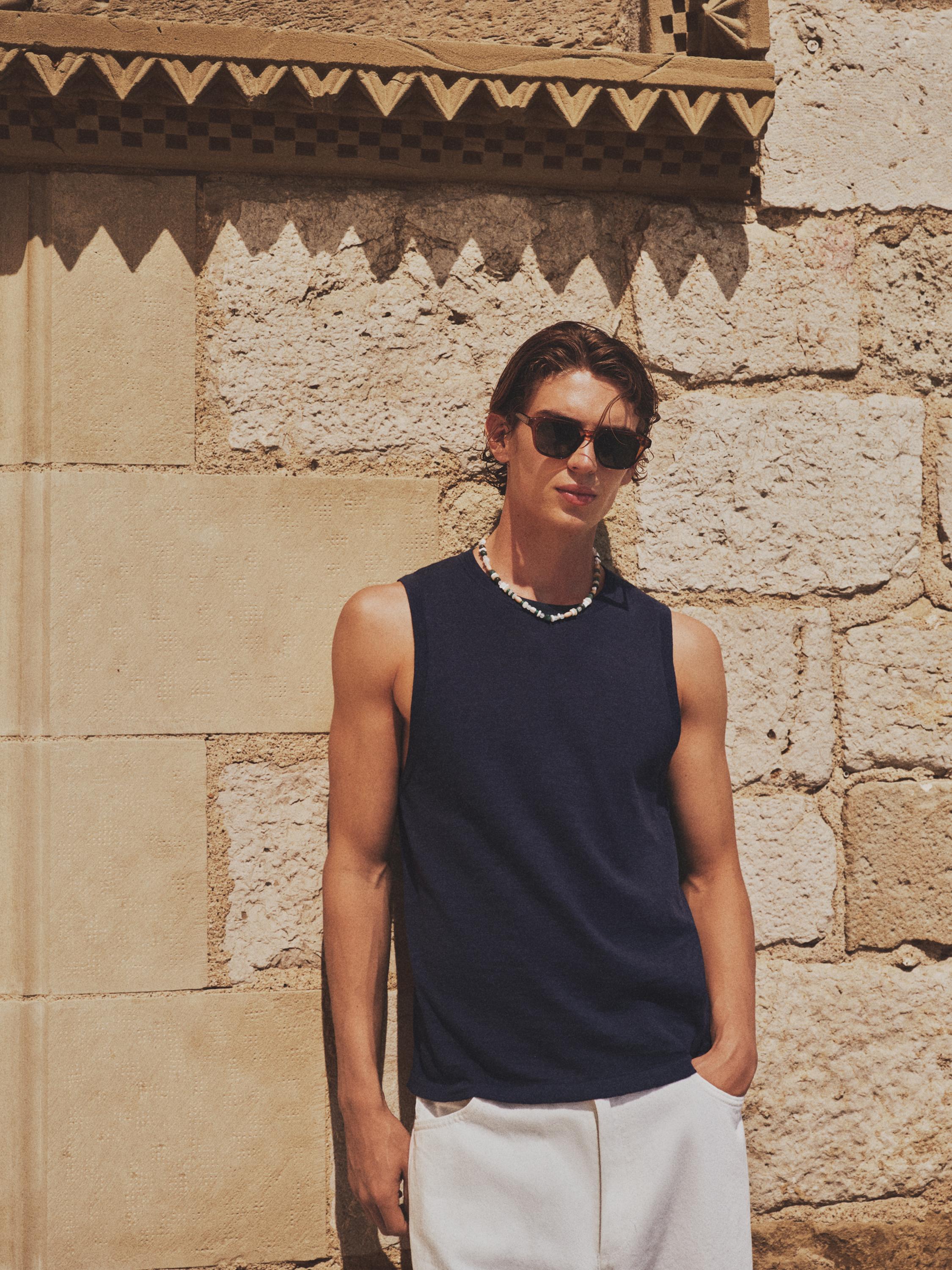 Knit tank top — NAVY