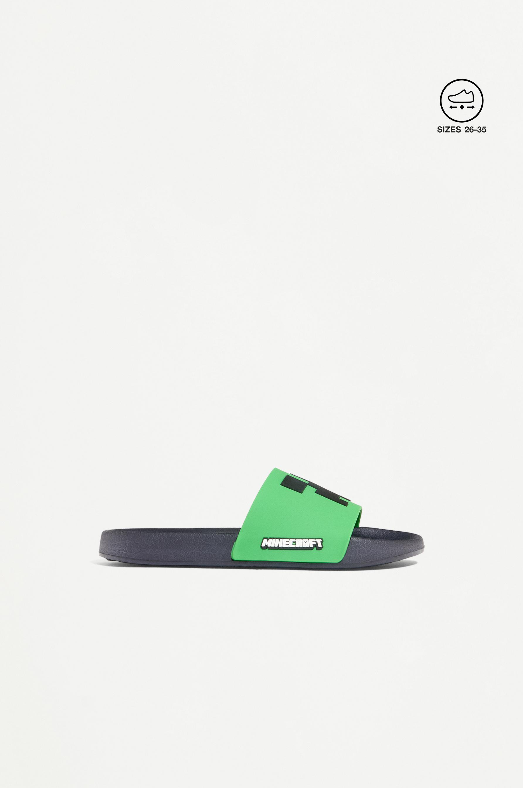 MINECRAFT SLIDE SANDALS — GREEN