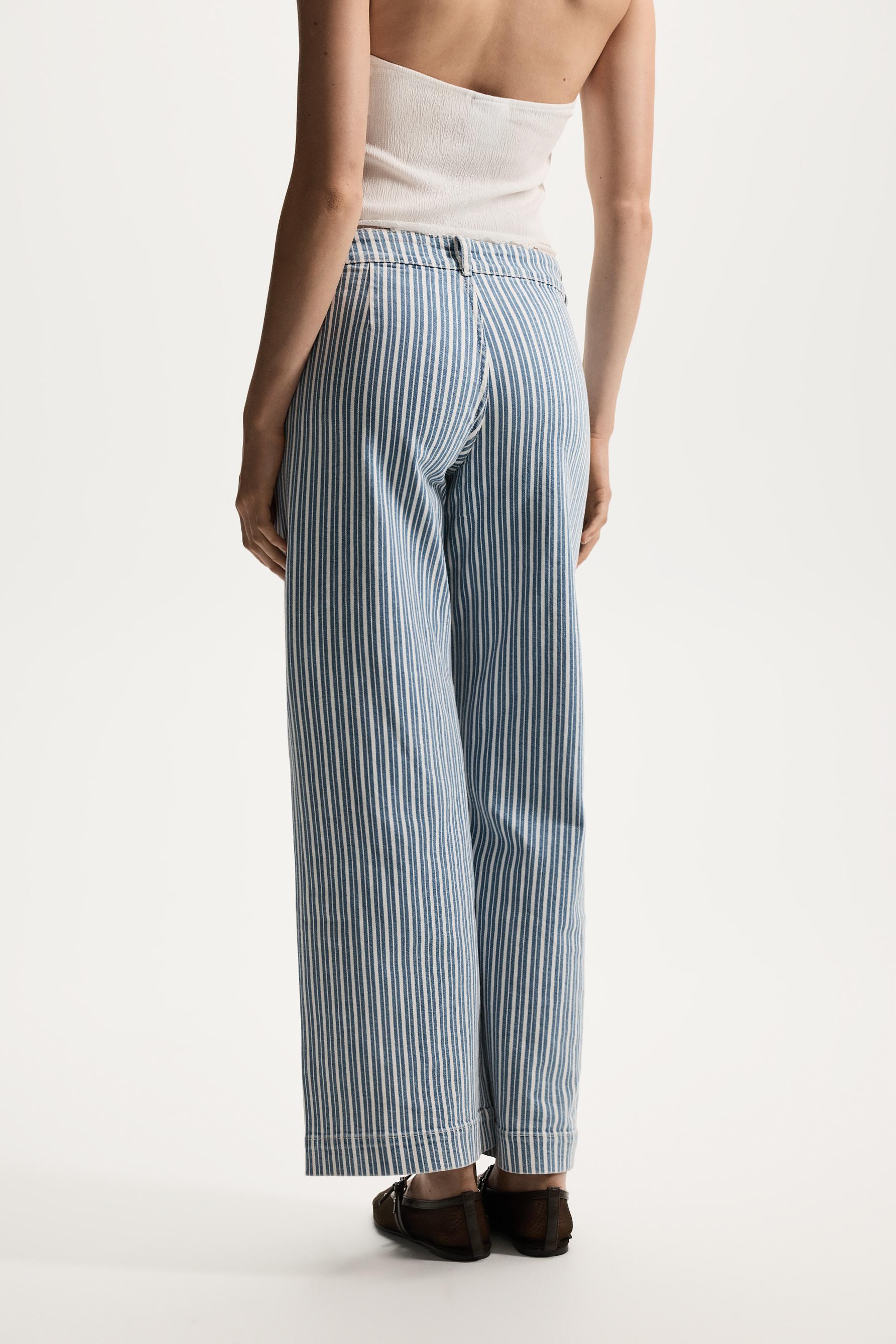 Striped culotte jeans — SAND-BLUE