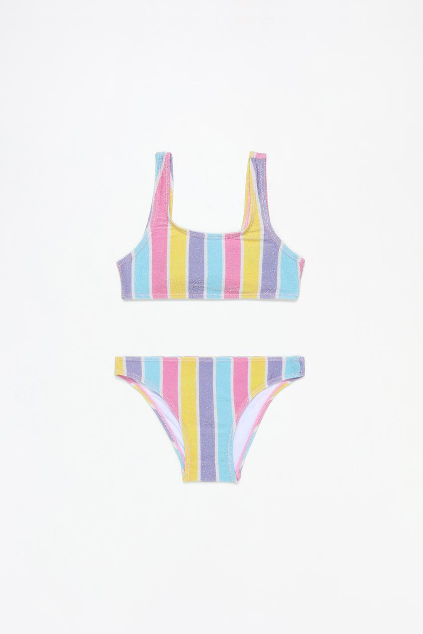 Biquíni às riscas com purpurina Ver Tudo CALÇADO Menina