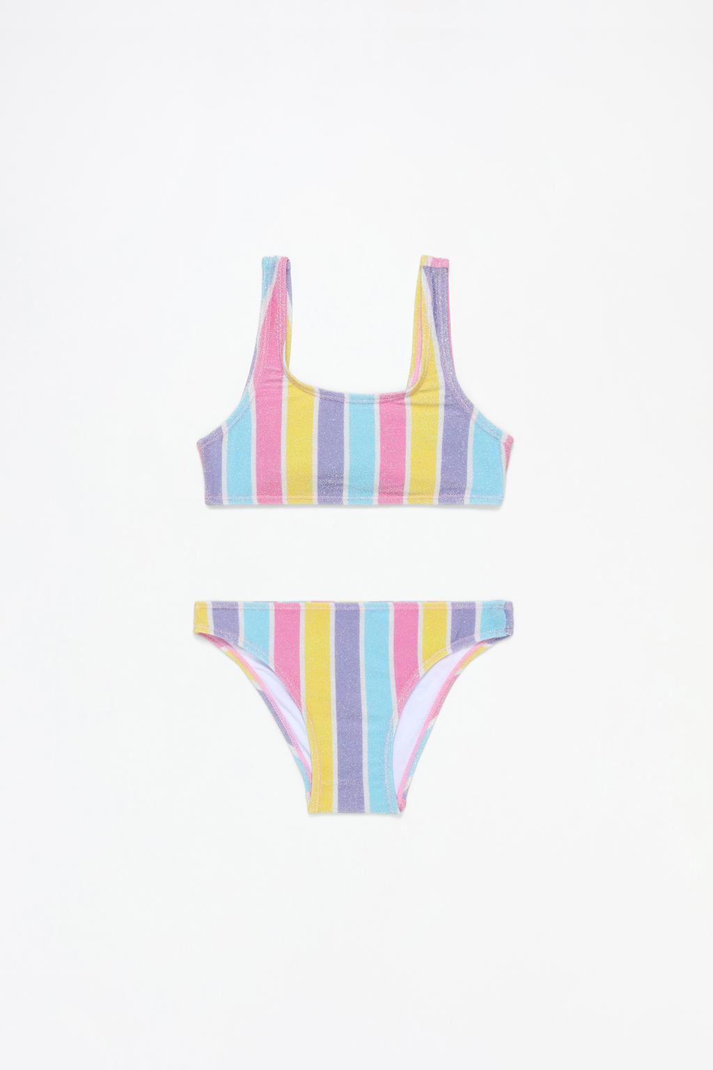 Glitter striped bikini set