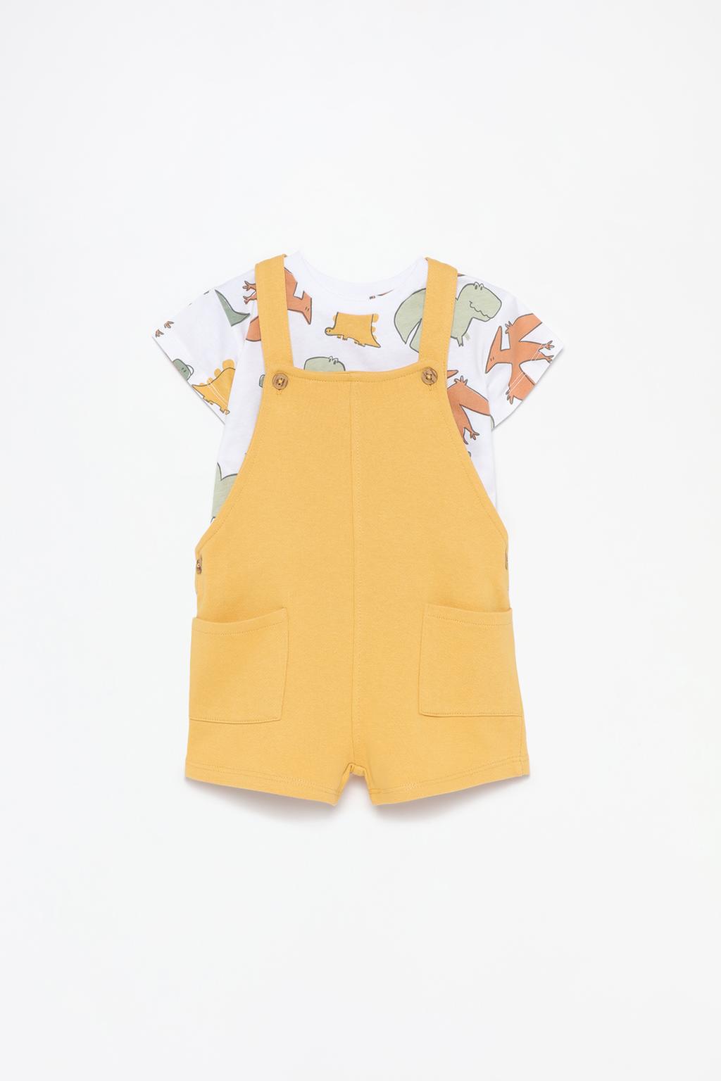 Plush dungarees and T-shirt set