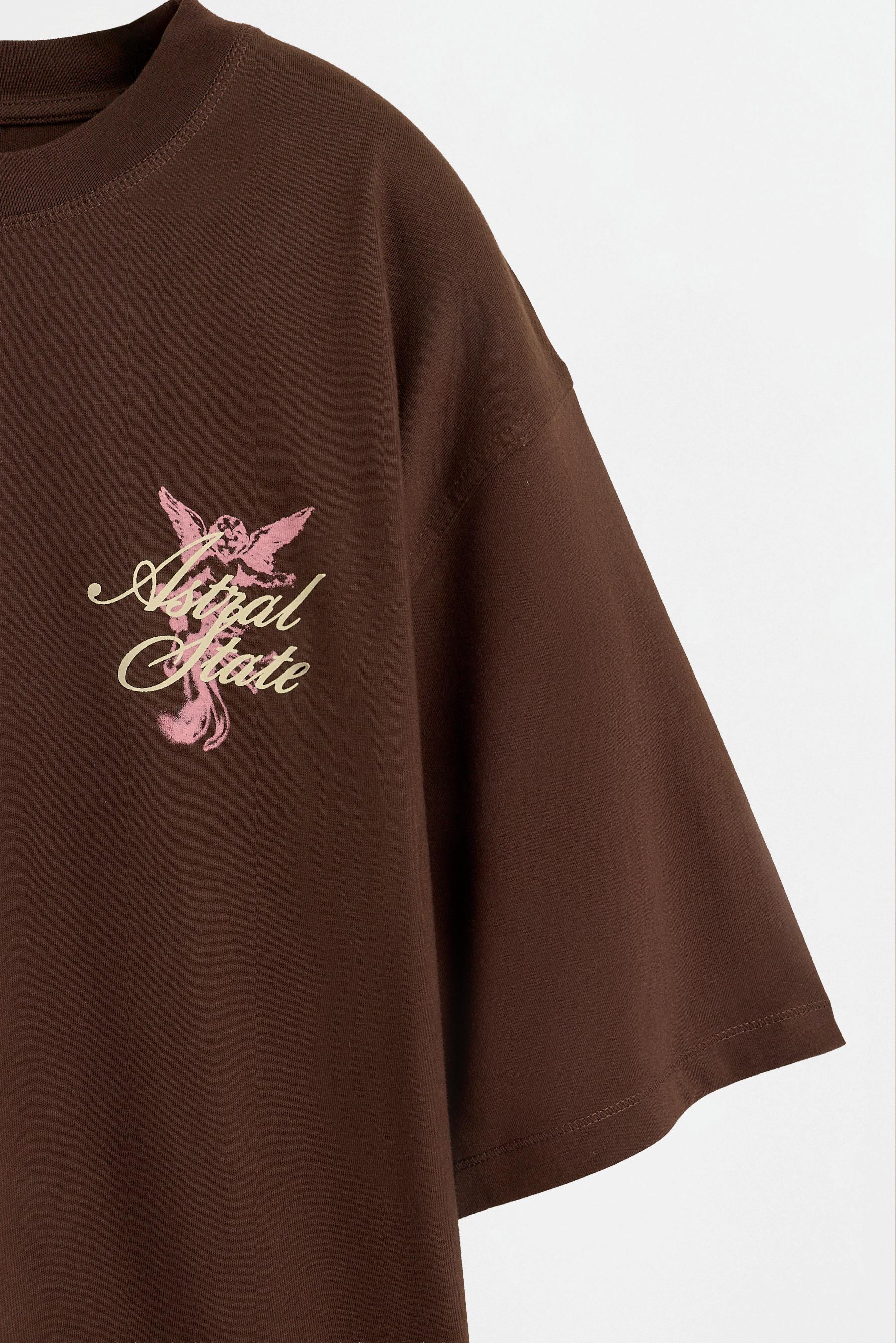 Oversize printed T-shirt — BROWN