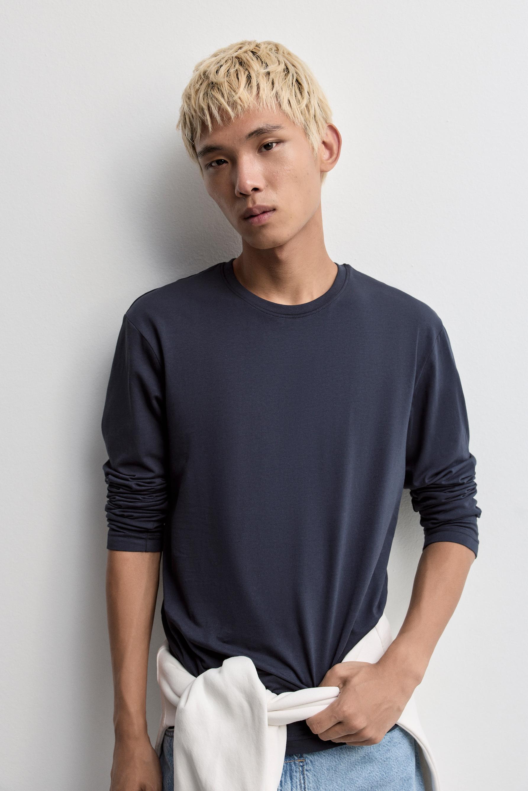 Basic long sleeve T-shirt — NAVY