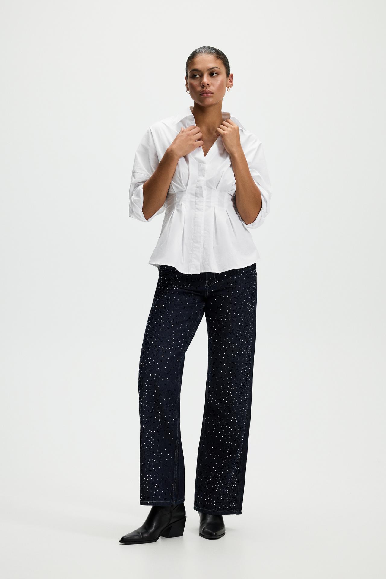Wide-leg strass jeans — BLUE