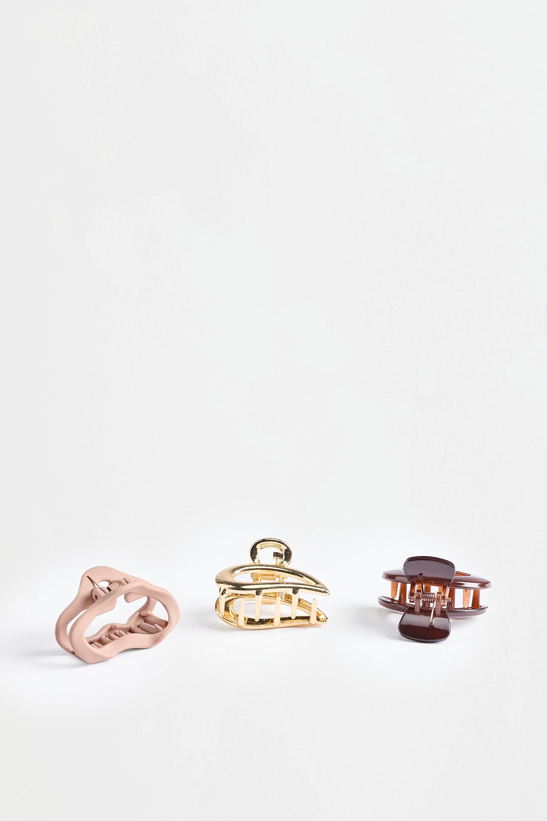 Assorted Hair Clips (3-Pack) — BROWN