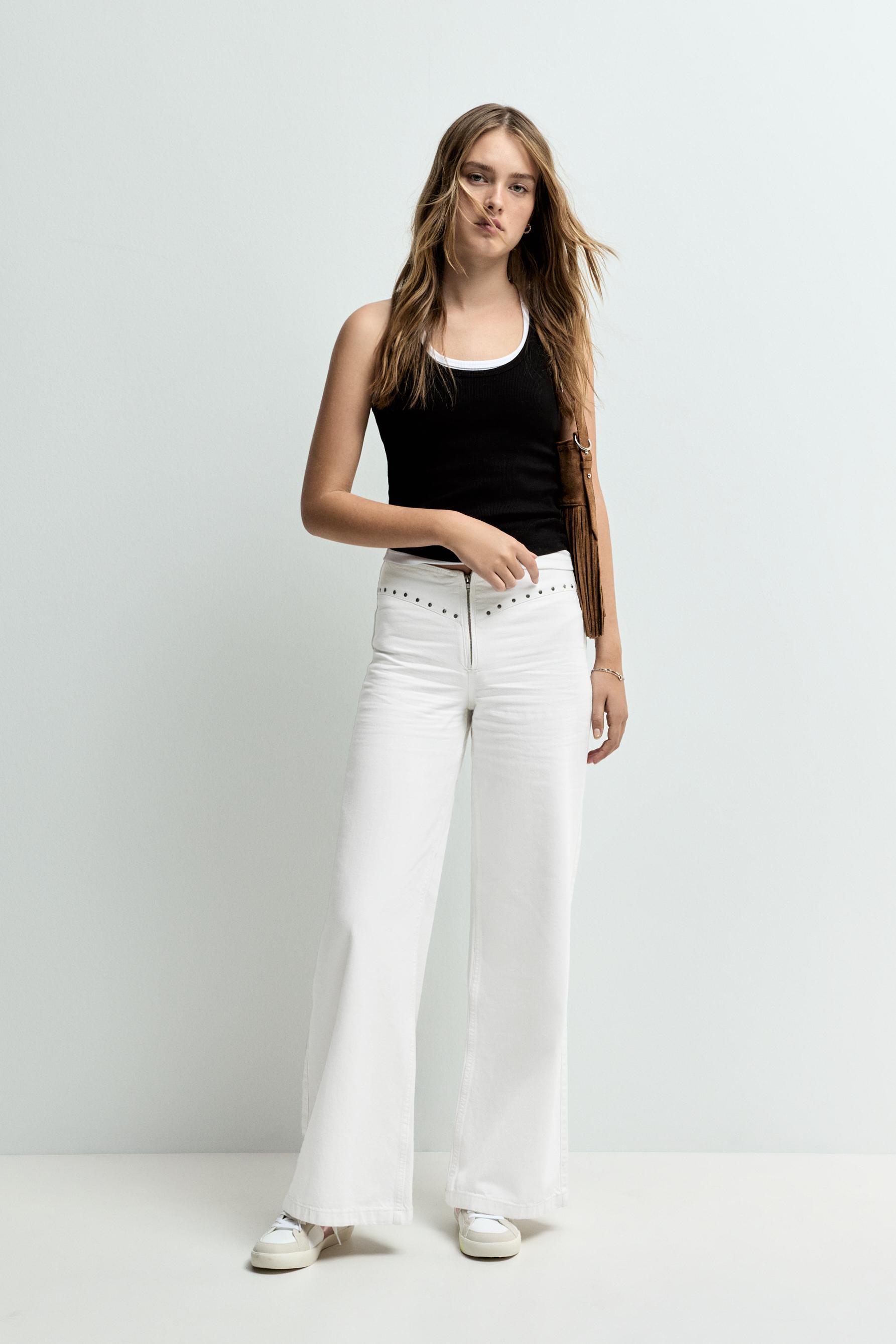 Jeans wide leg tachas