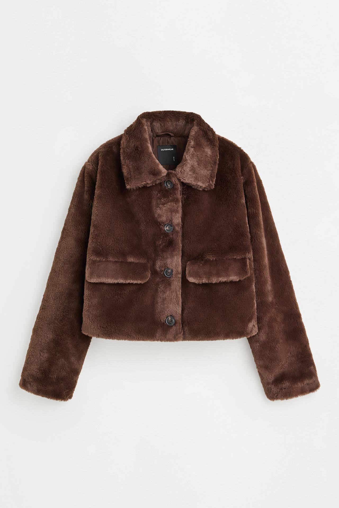 Faux fur jacket — DARK BROWN