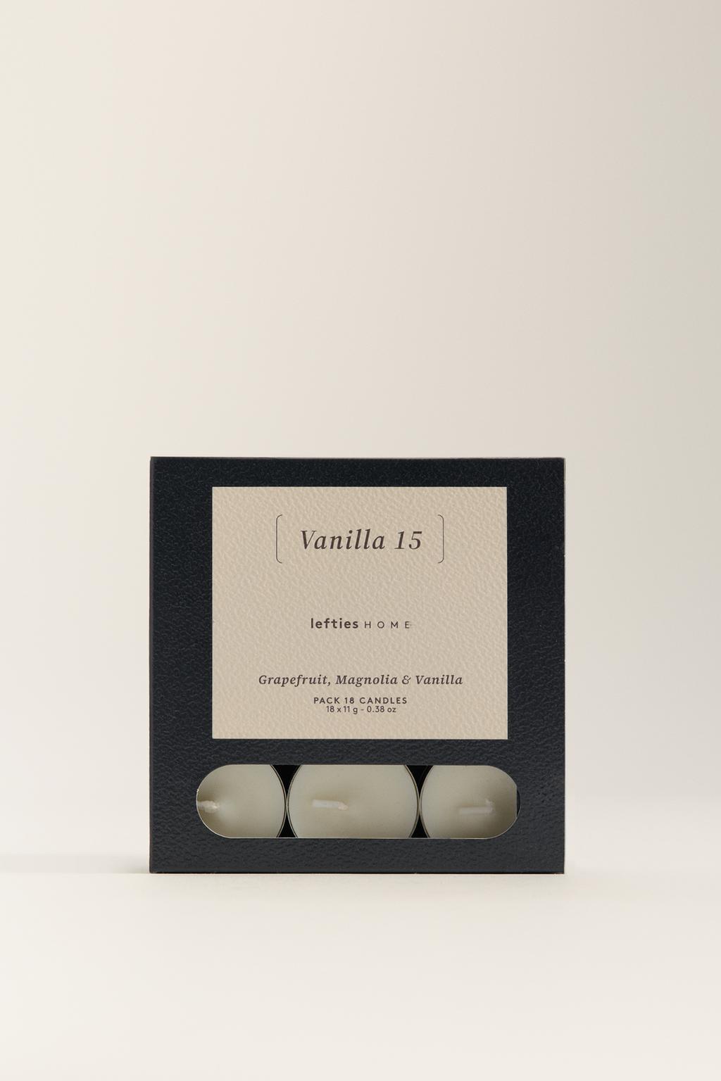 Pack 18 velas pequeñas aromáticas Vainilla