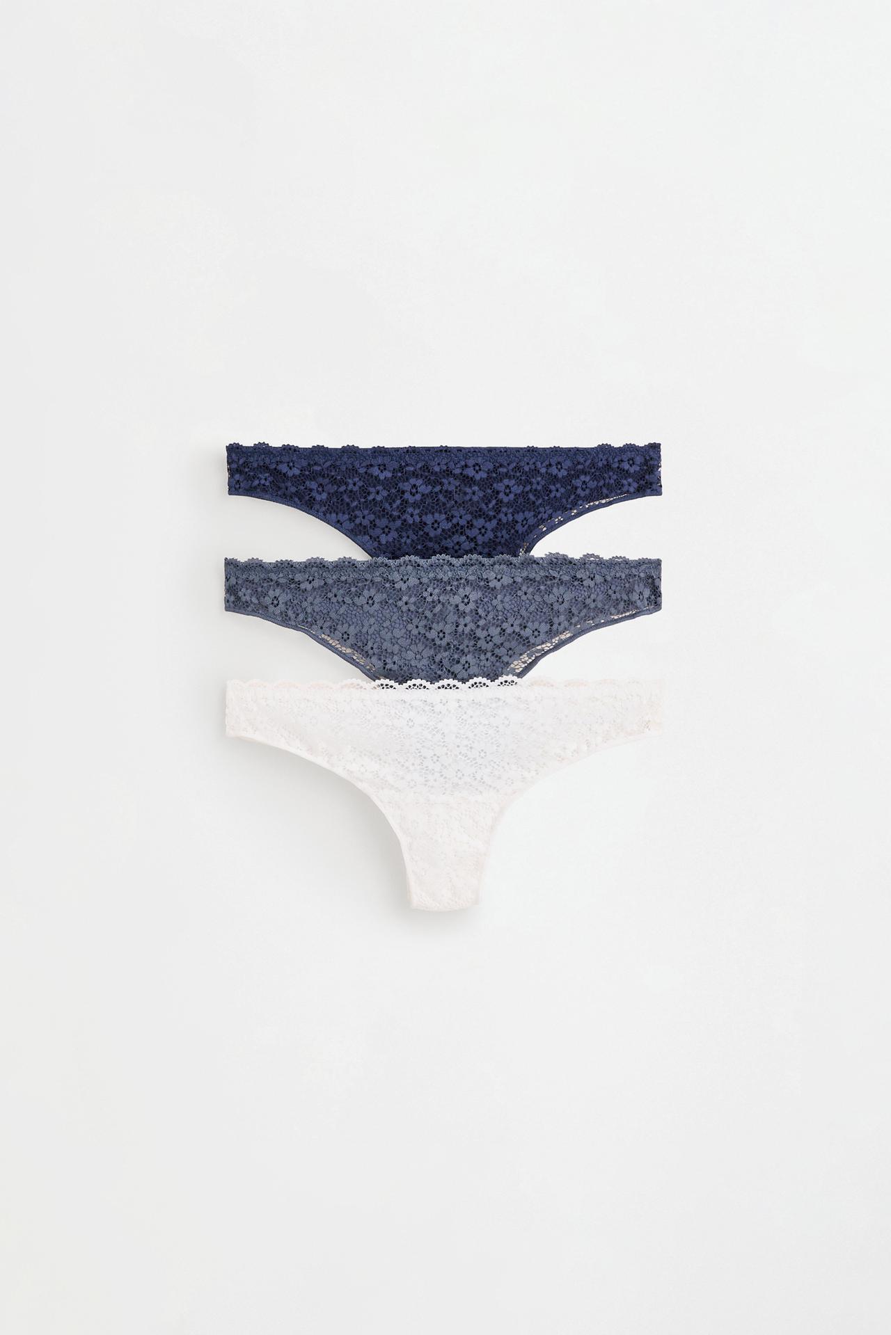 3-Pack of Brazilian lace briefs — BLUE/WHITE