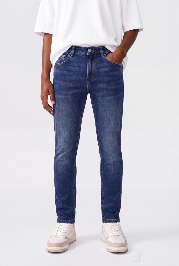 Faded skinny jeans — DARK BLUE