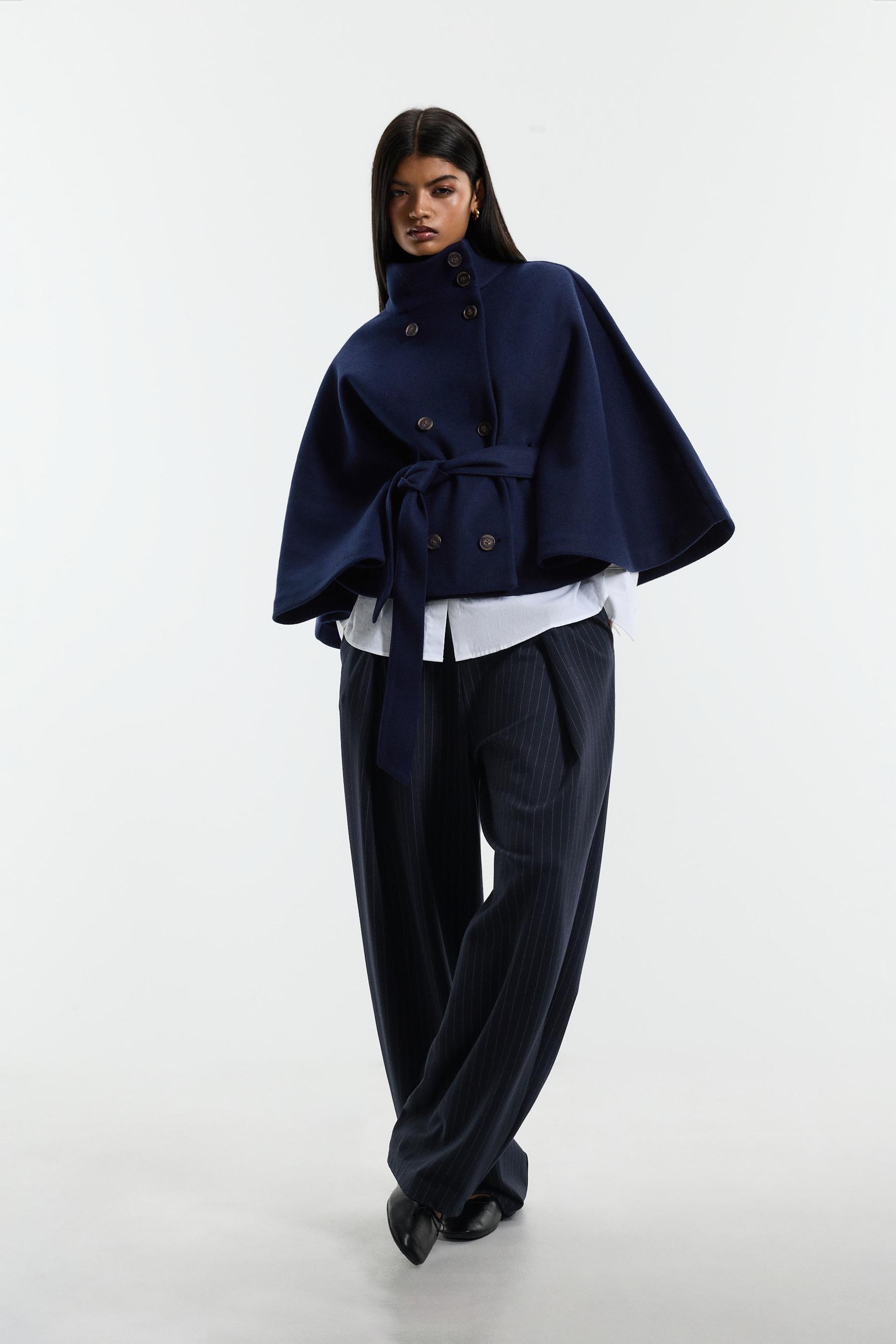 Wool-blend cape — NAVY