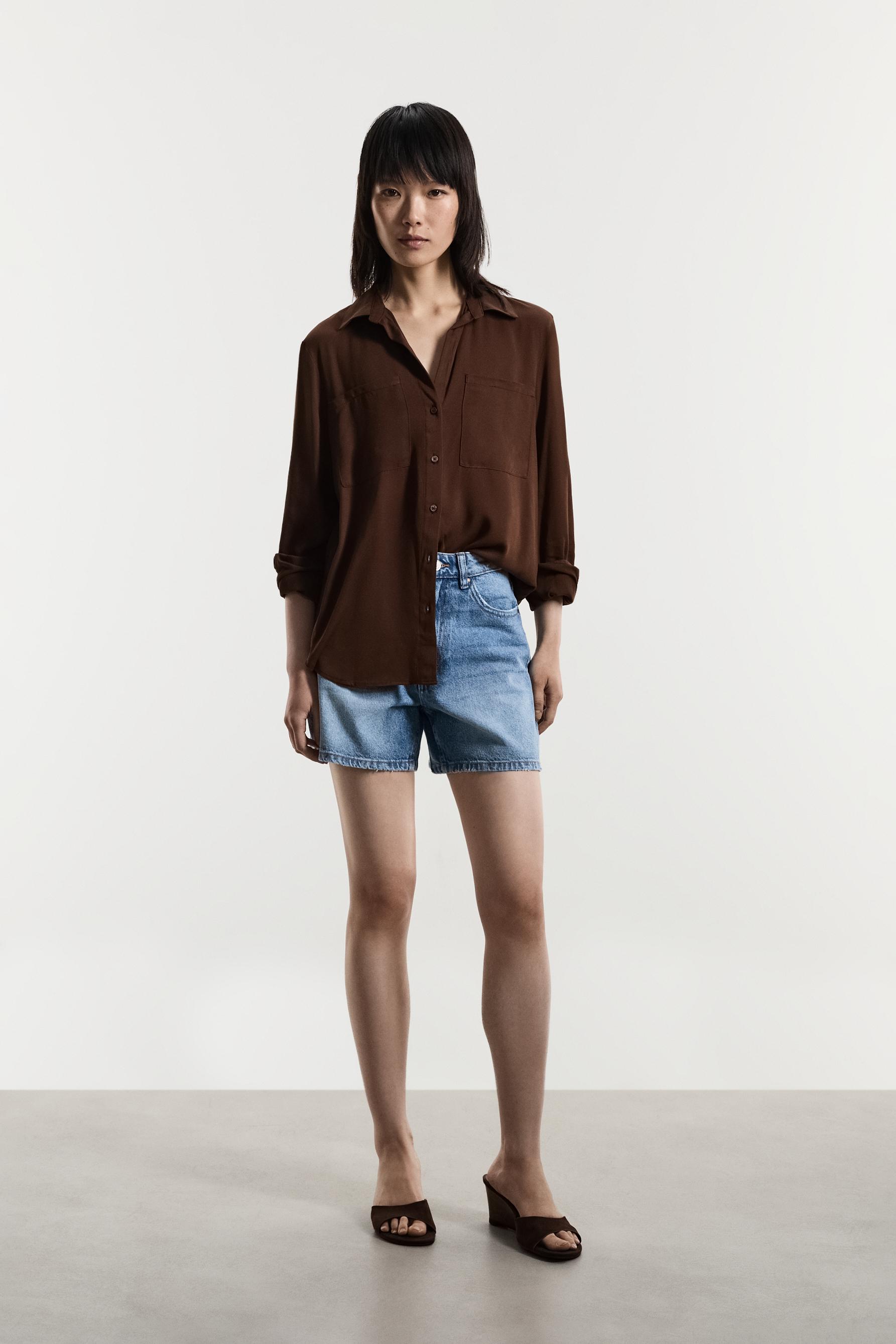 Flowy pocket shirt — PALE BROWN