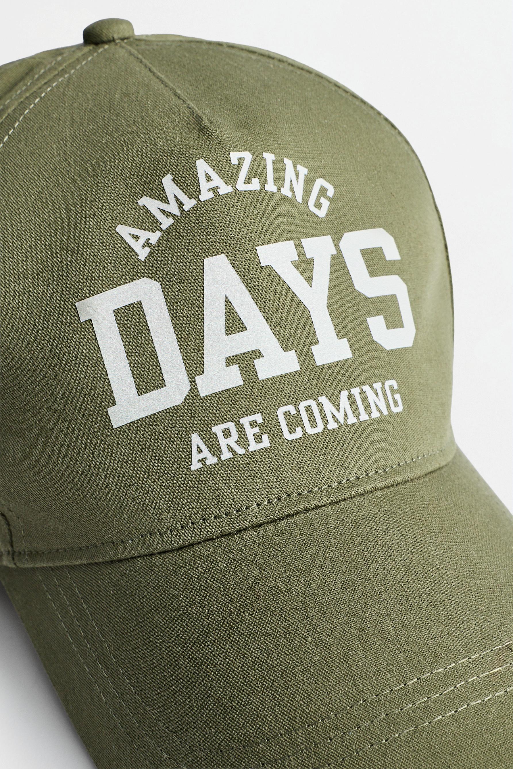 Text print cap — GREENISH BLUE
