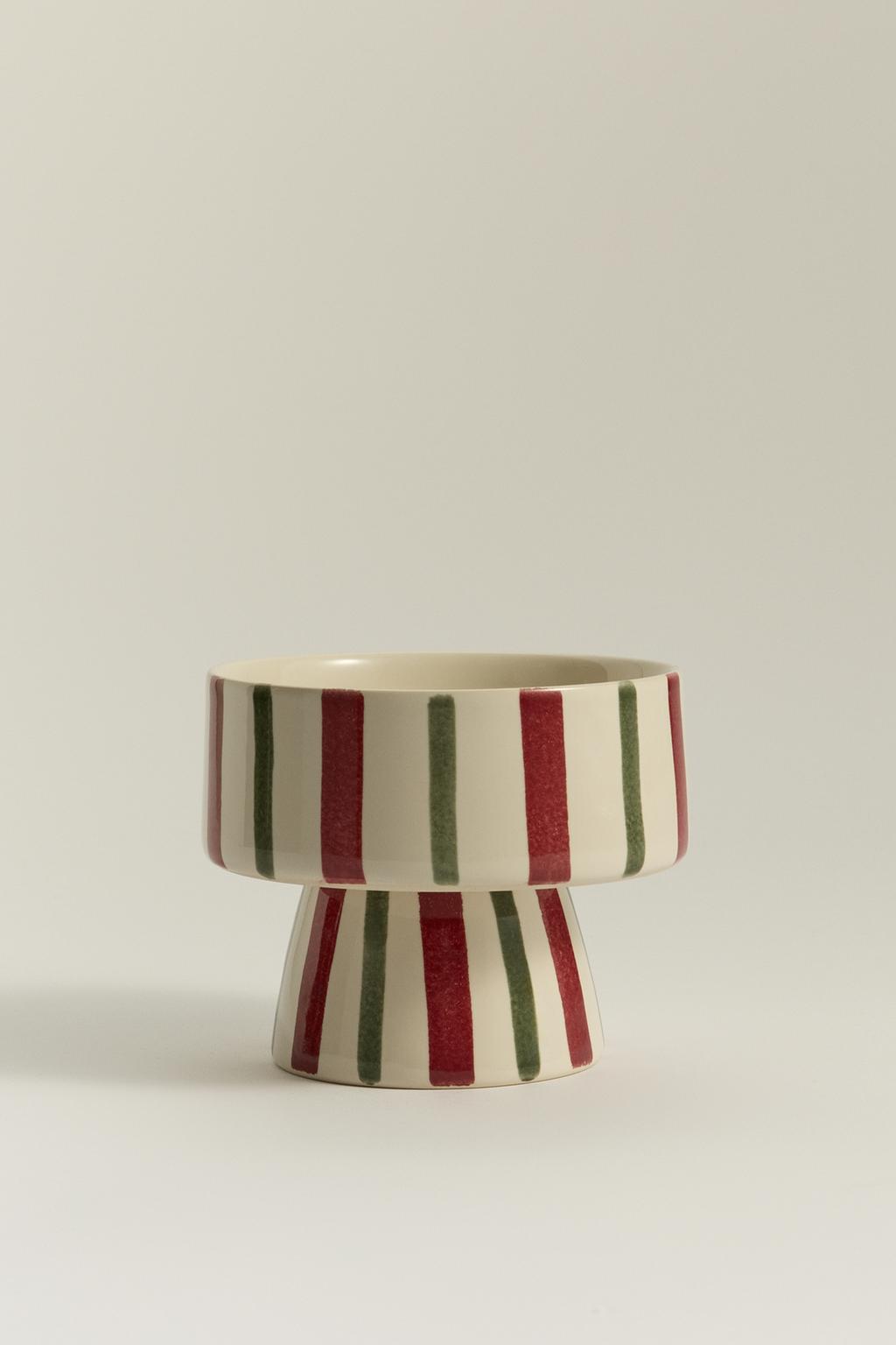 Bol base cerámica rayas 14 x 11 cm