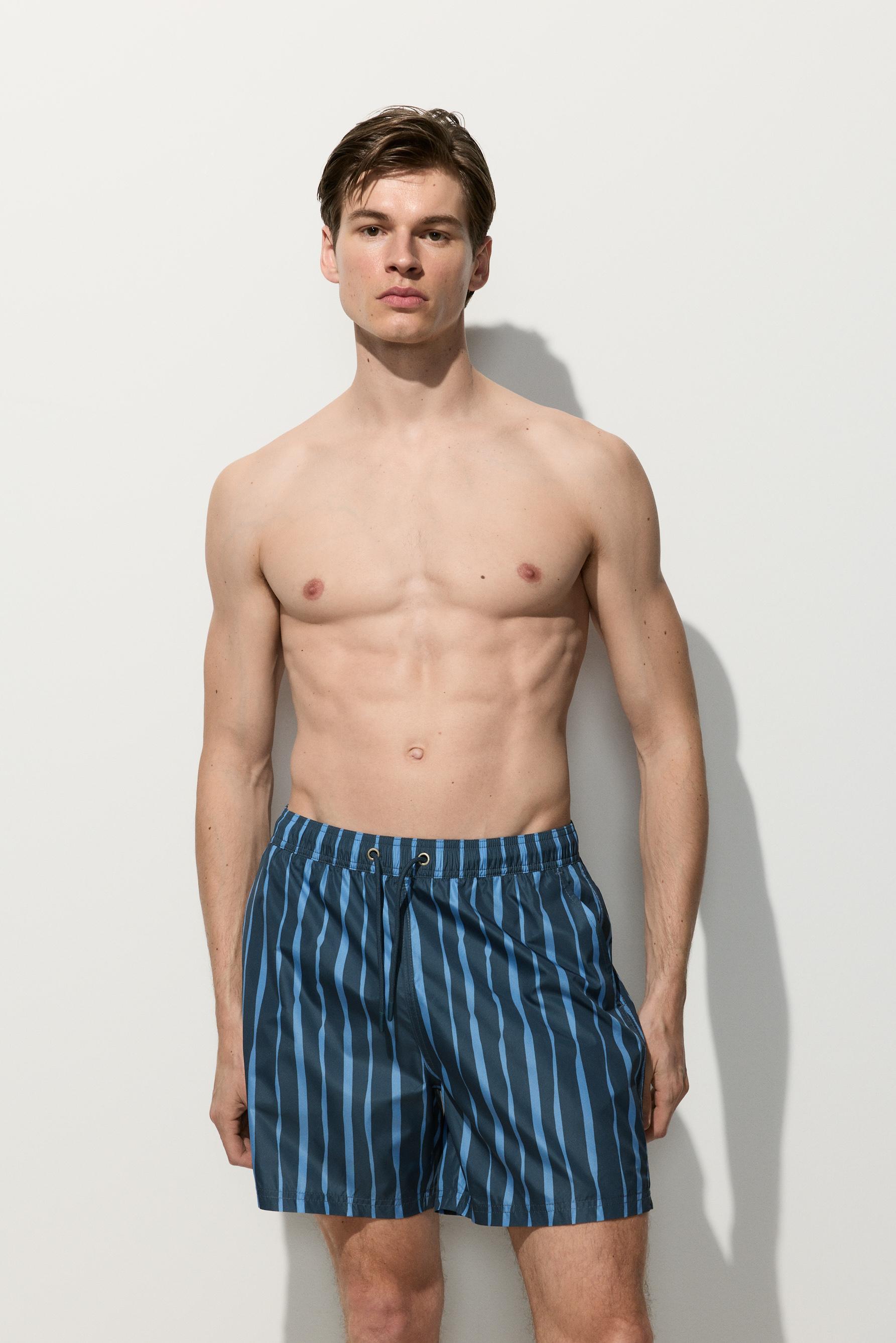 Printed regular fit swim shorts — FADED NAVY