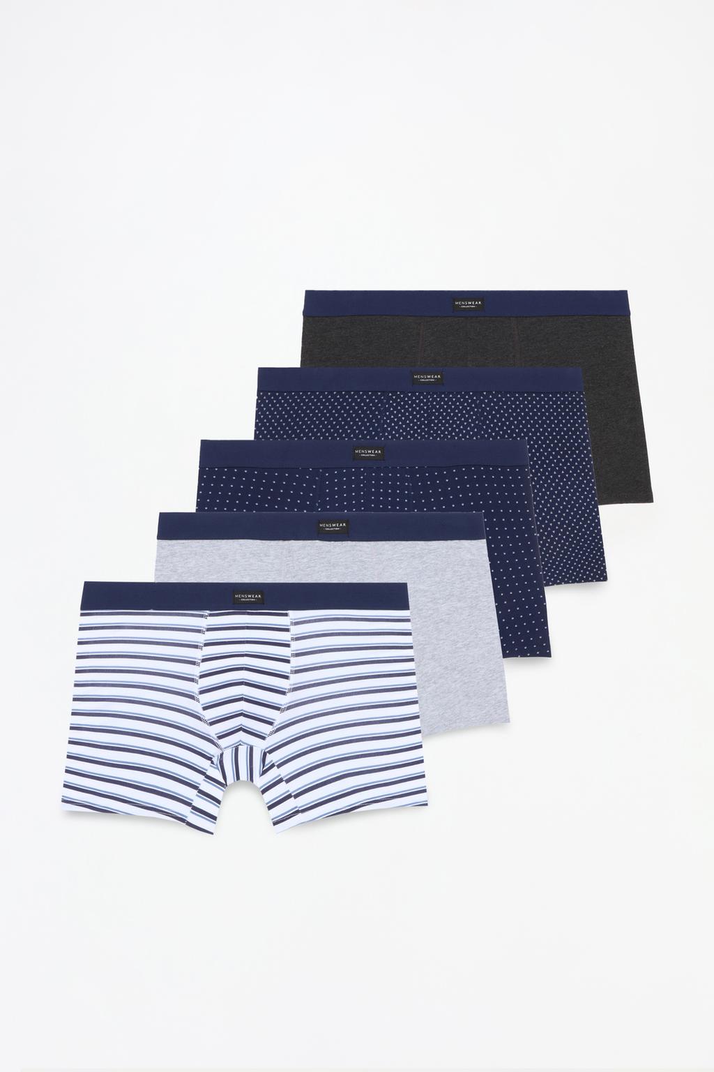 Pack of 5 contrast long boxers