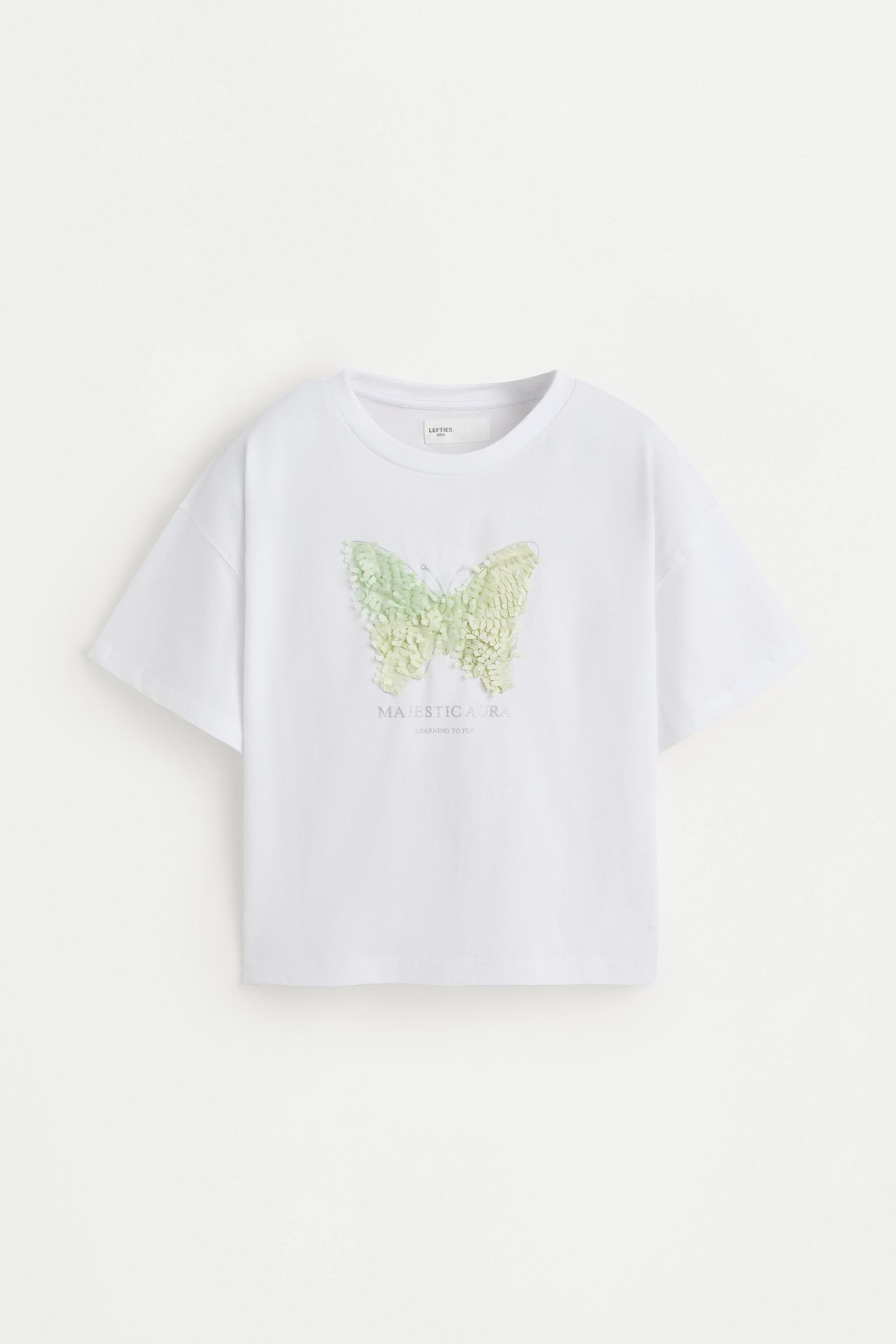 T-shirt with tulle appliqués — OFF WHITE