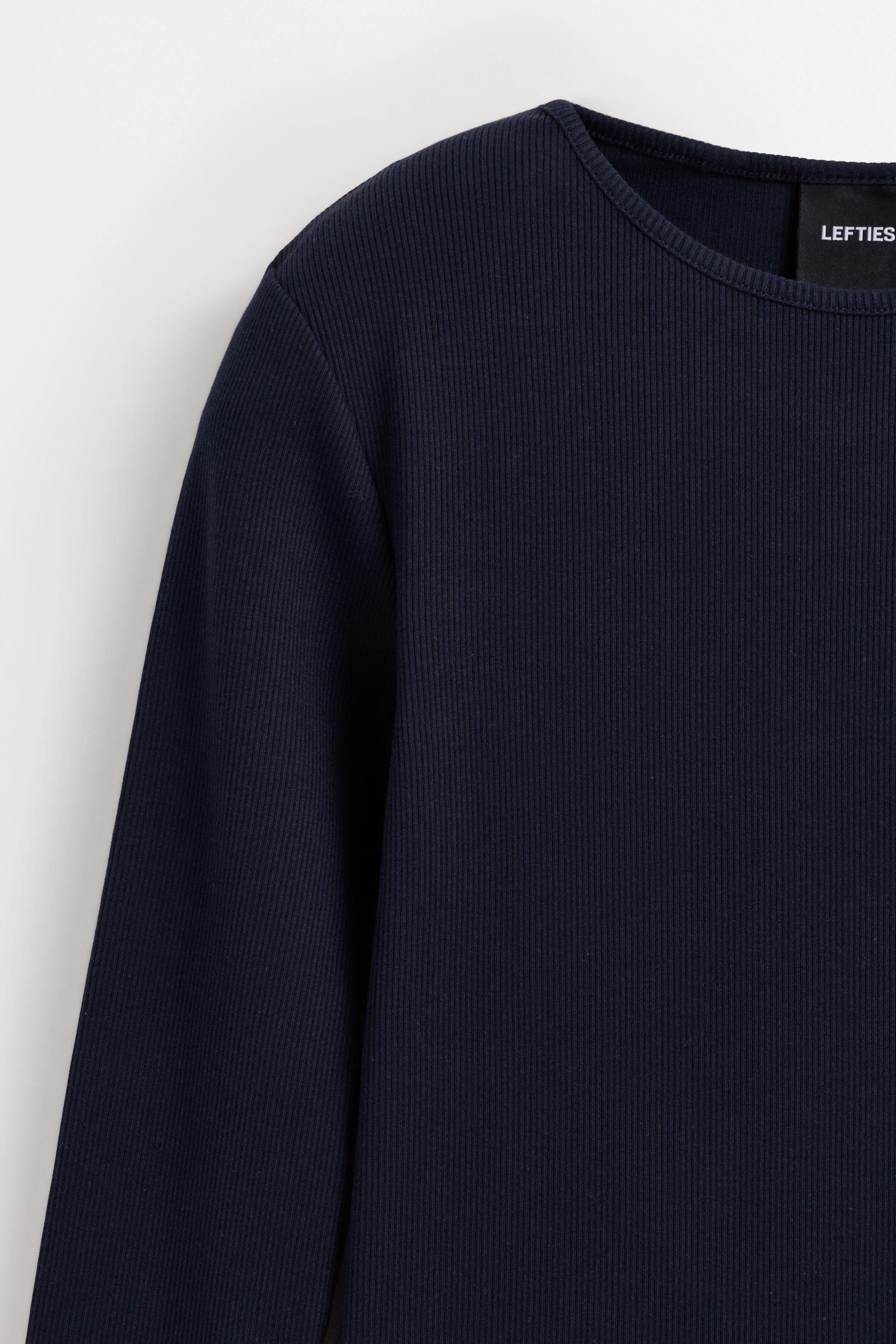 Ribbed long sleeve T-shirt — DARK NAVY