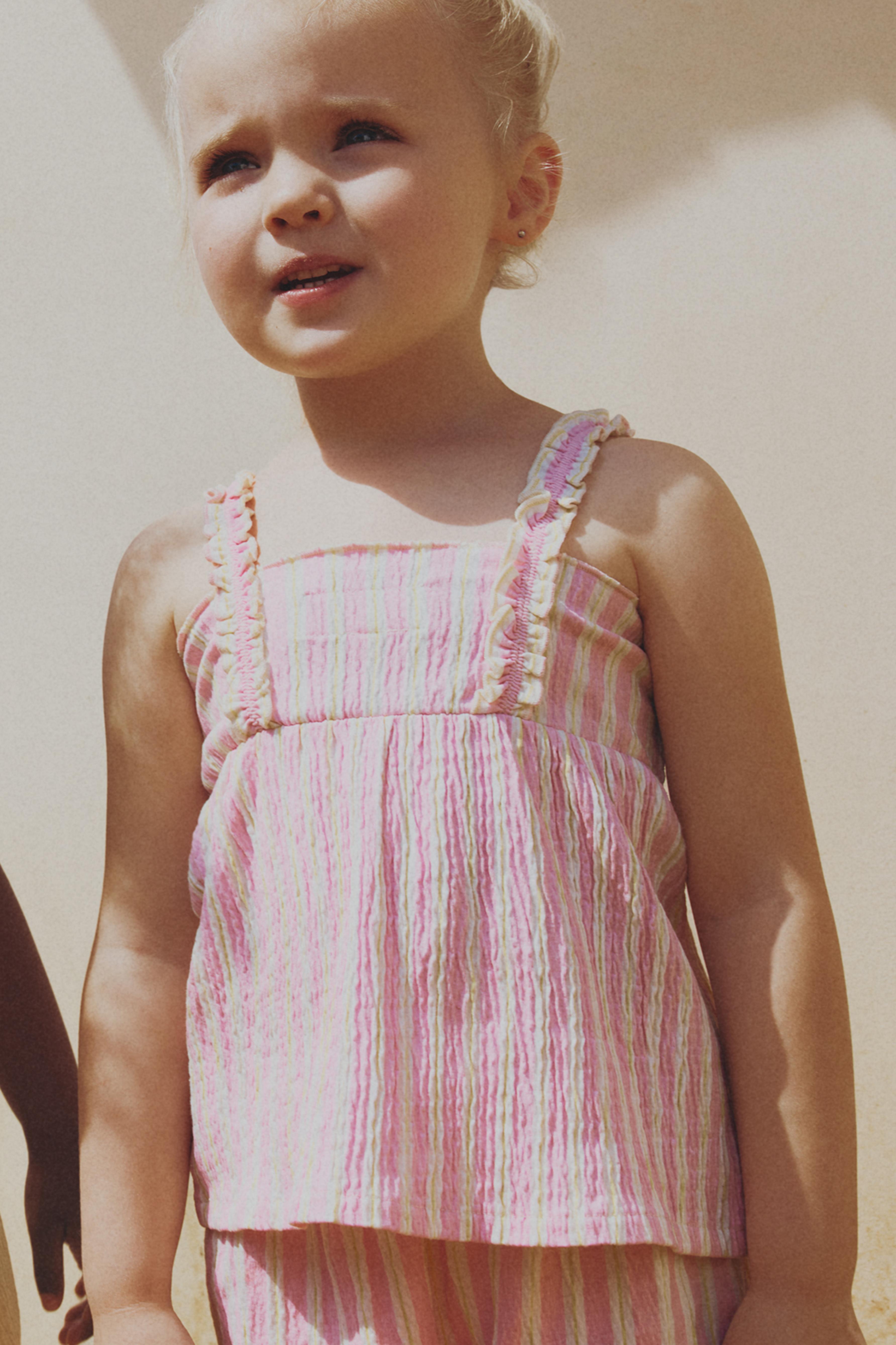 Gingham crepe top and shorts co-ord — PINK