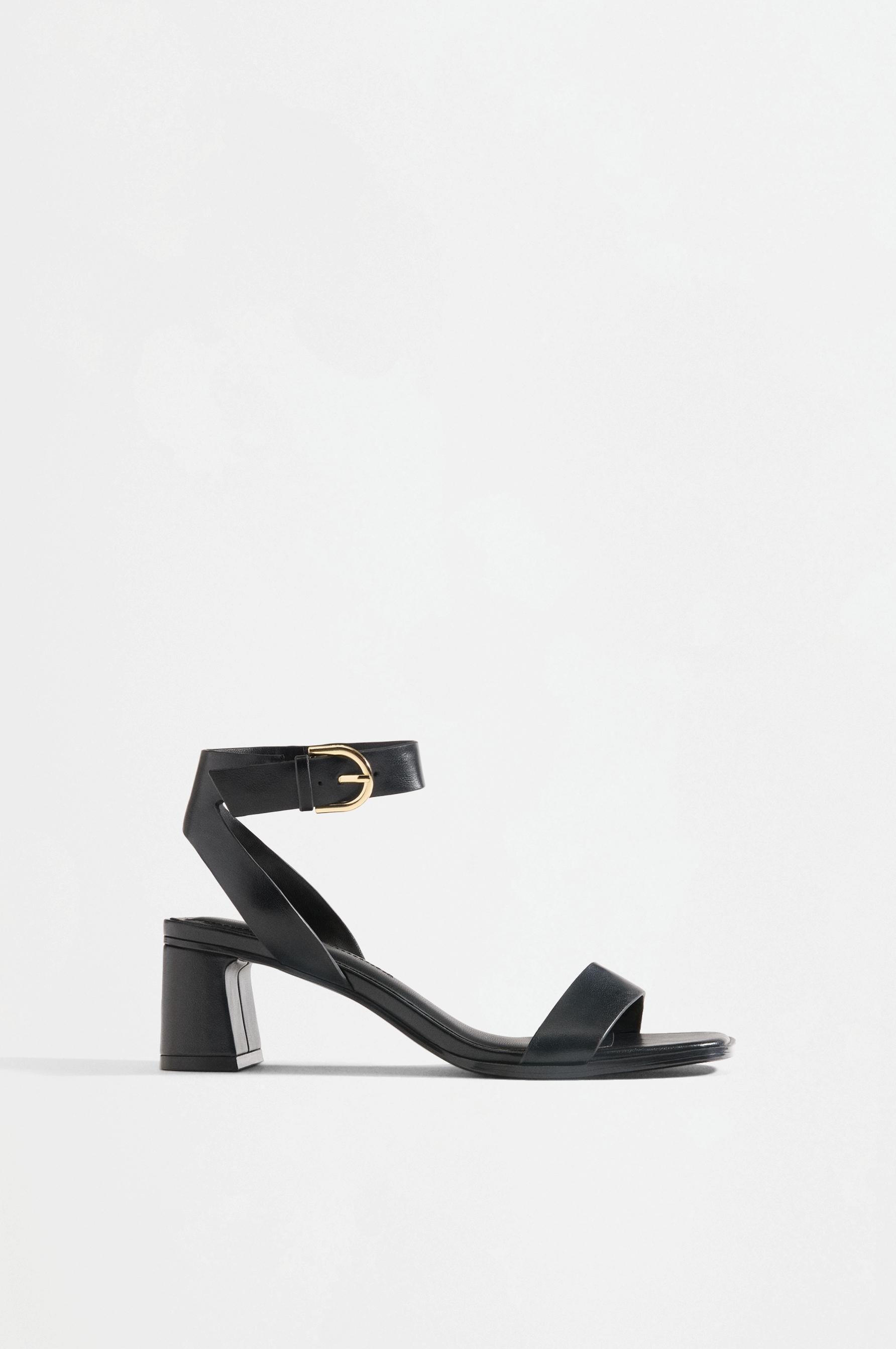 Ankle strap heeled sandals — BLACK