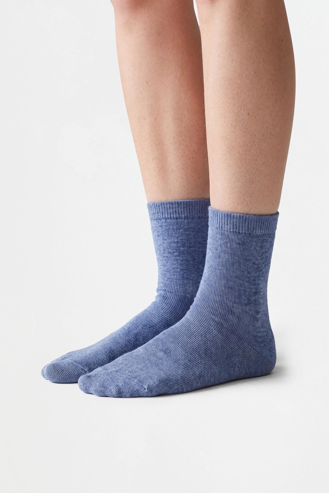 Plain long socks (10-pack) — BLUE/WHITE