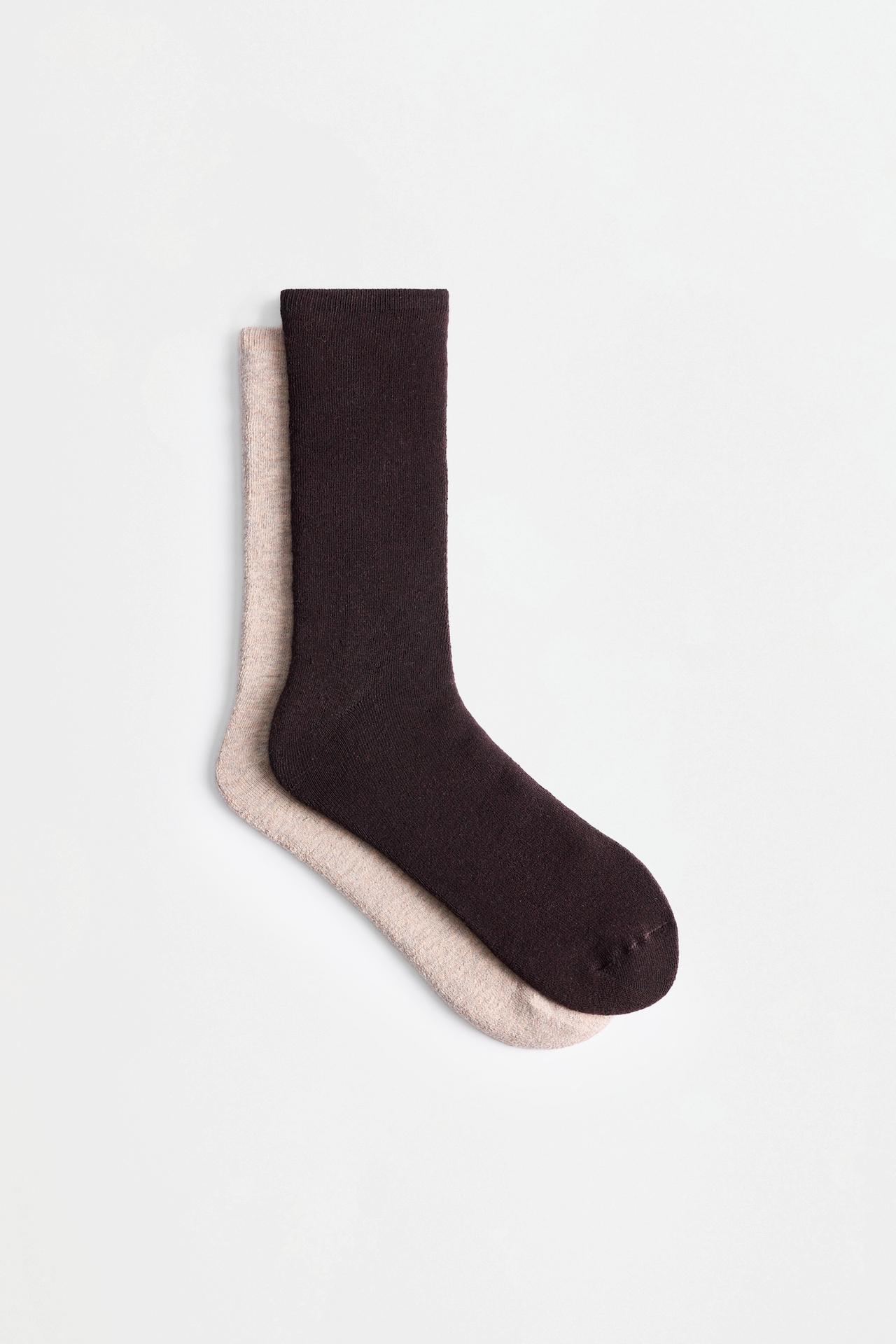 Terrycloth long socks (2-pack) — BROWN