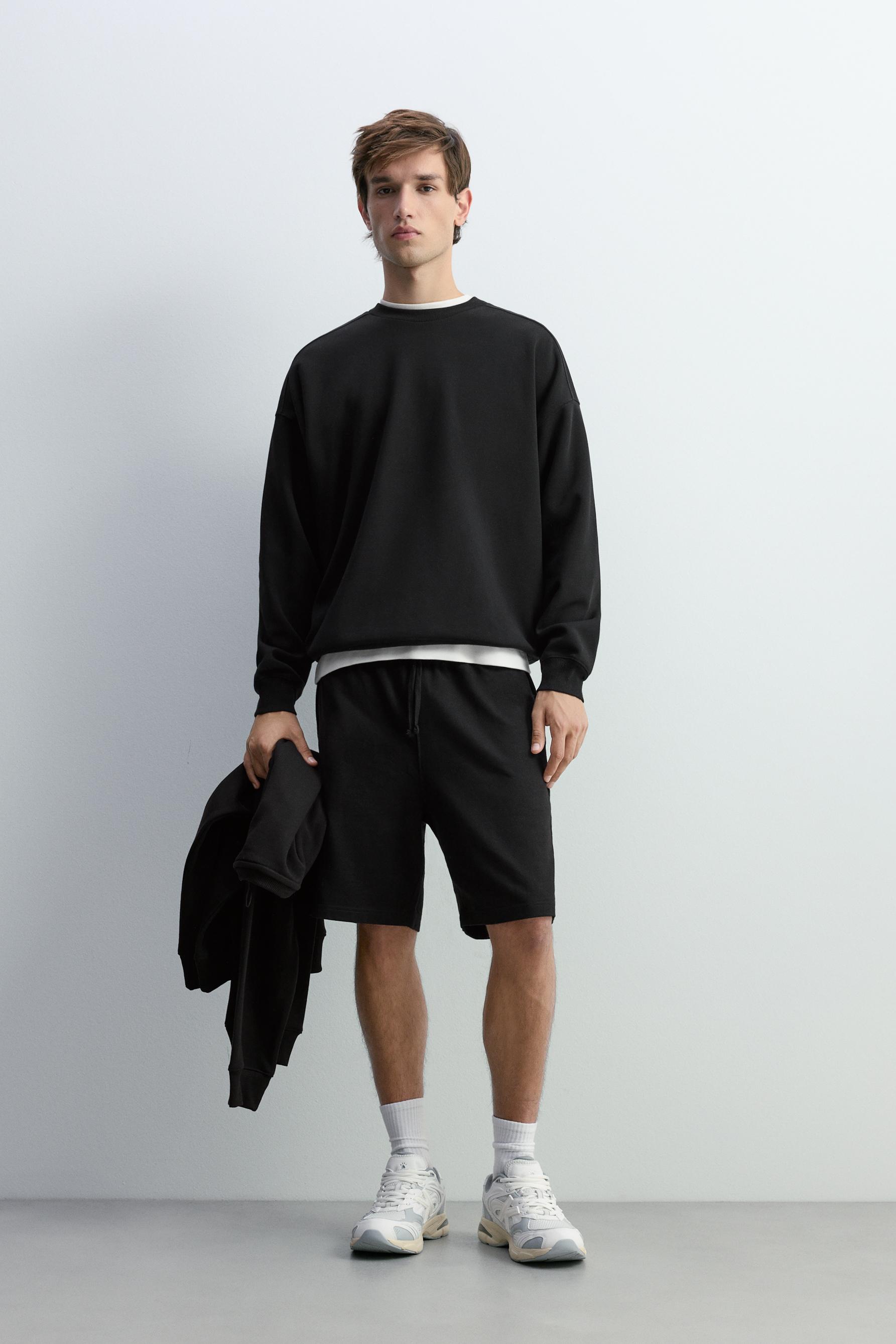 Basic tracksuit Bermuda shorts — BLACK