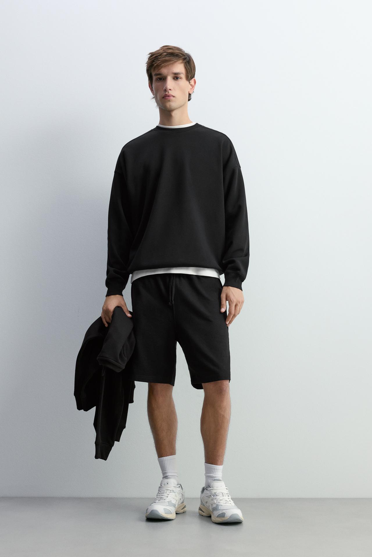 Basic tracksuit Bermuda shorts — BLACK