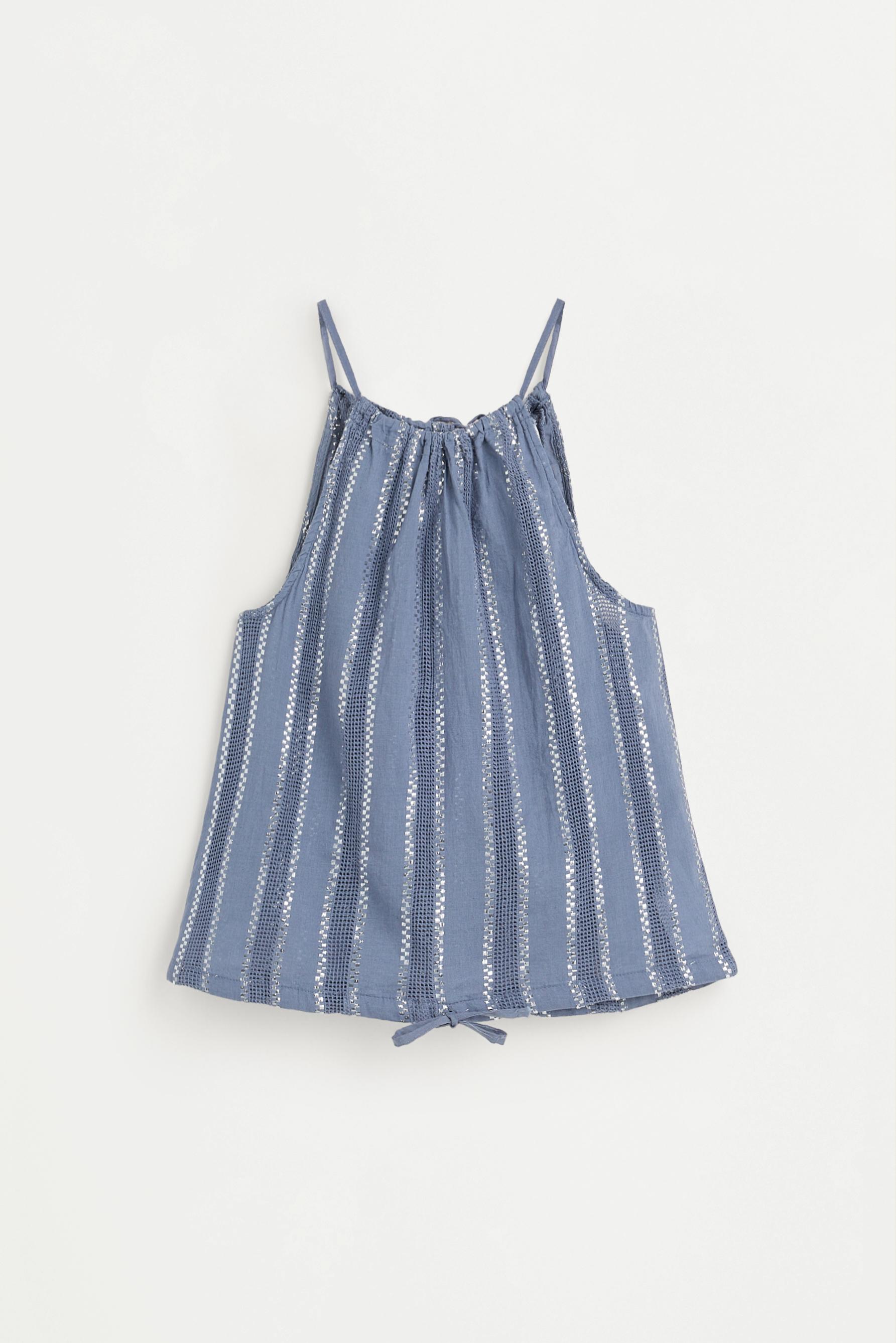Metallic stripe top — PASTEL BLUE