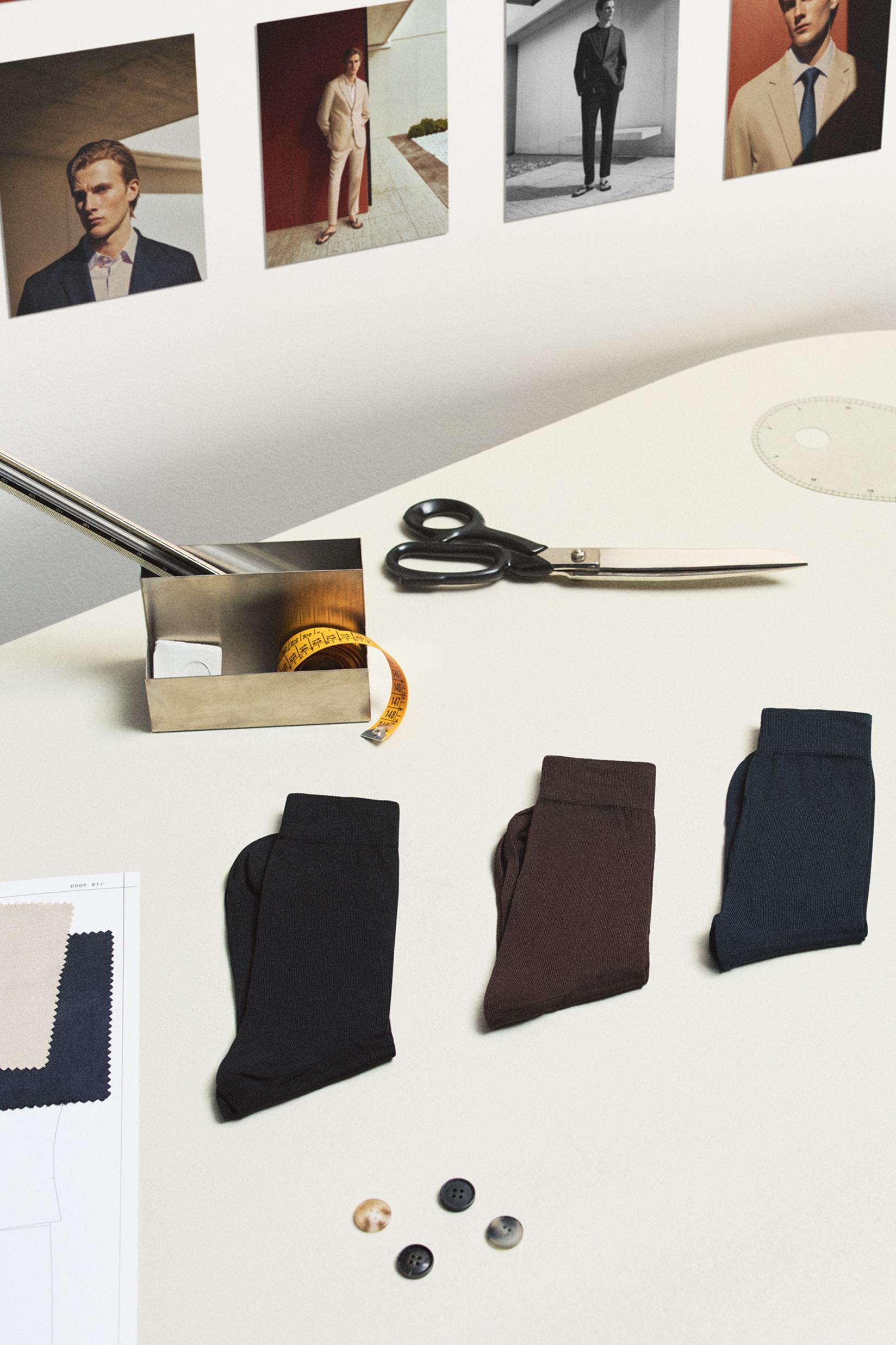 Lefties Edition mercerised cotton long socks (Pack 2) — BLACK