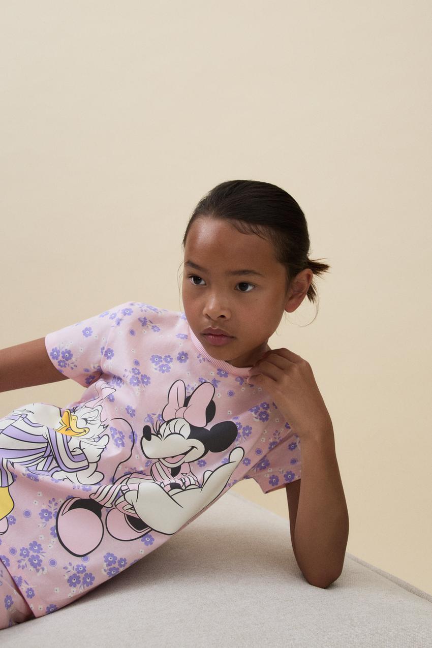 Pigiama Lungo Bimba Con Minnie Mouse - Manica Lunga, 100% Cotone, Morbido E Comodo Per La Notte