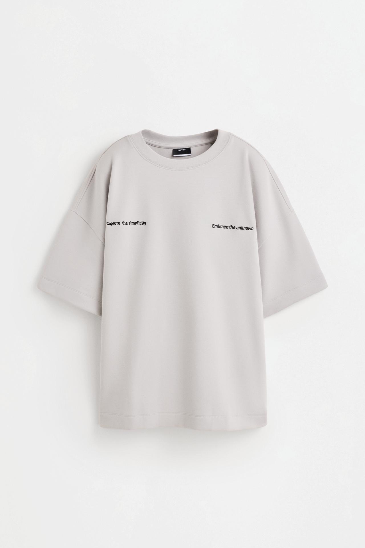 Printed interlock T-shirt — PEARL GREY