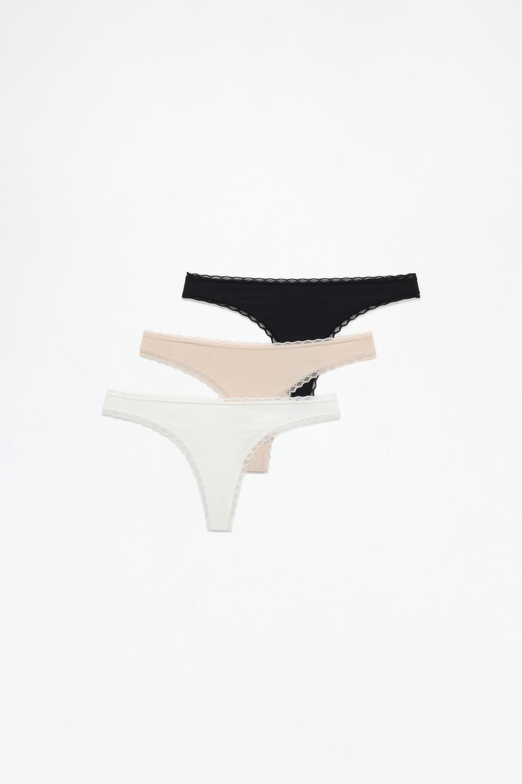 3-Pack of Brazilian briefs with lace trim