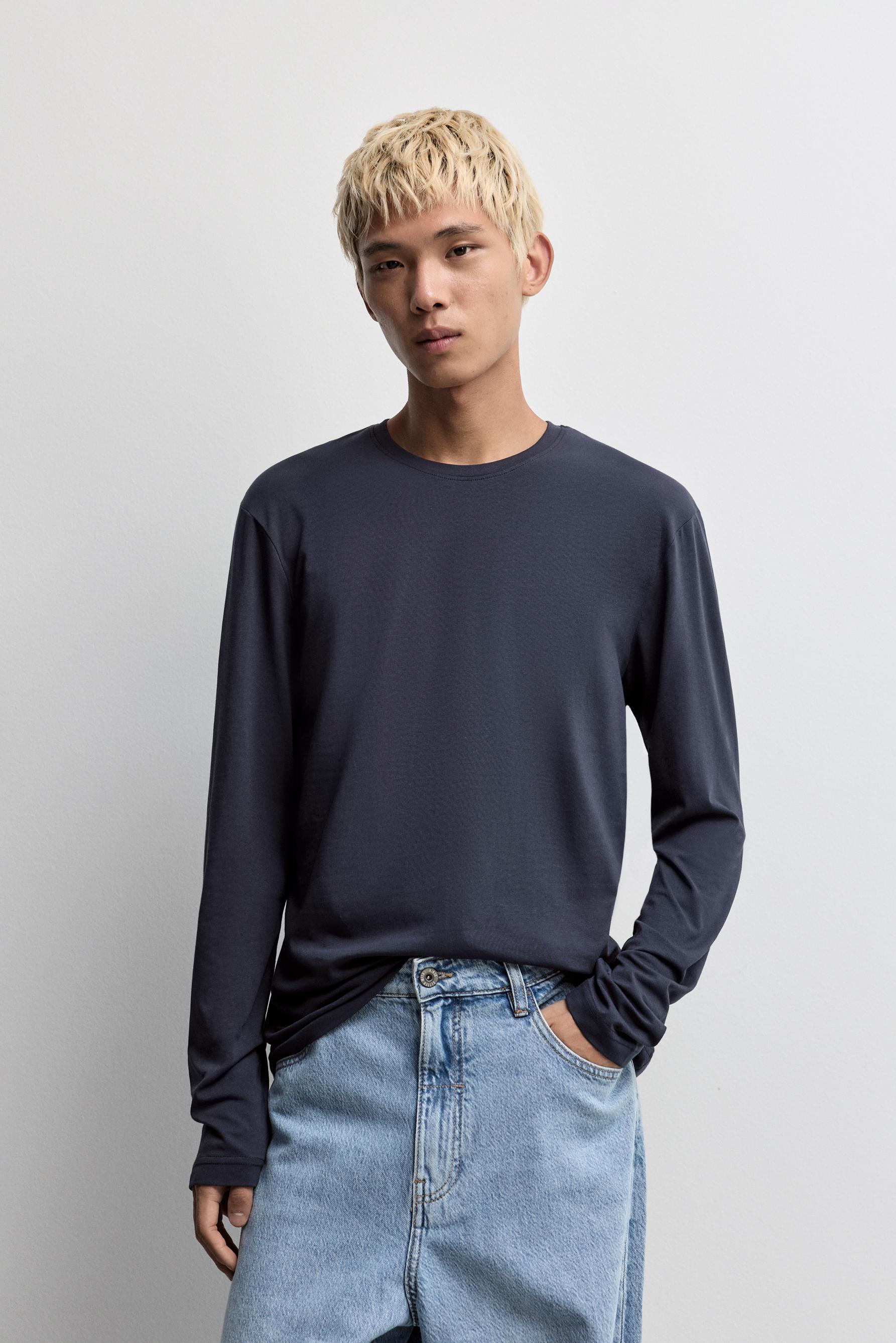 Basic long sleeve T-shirt — NAVY