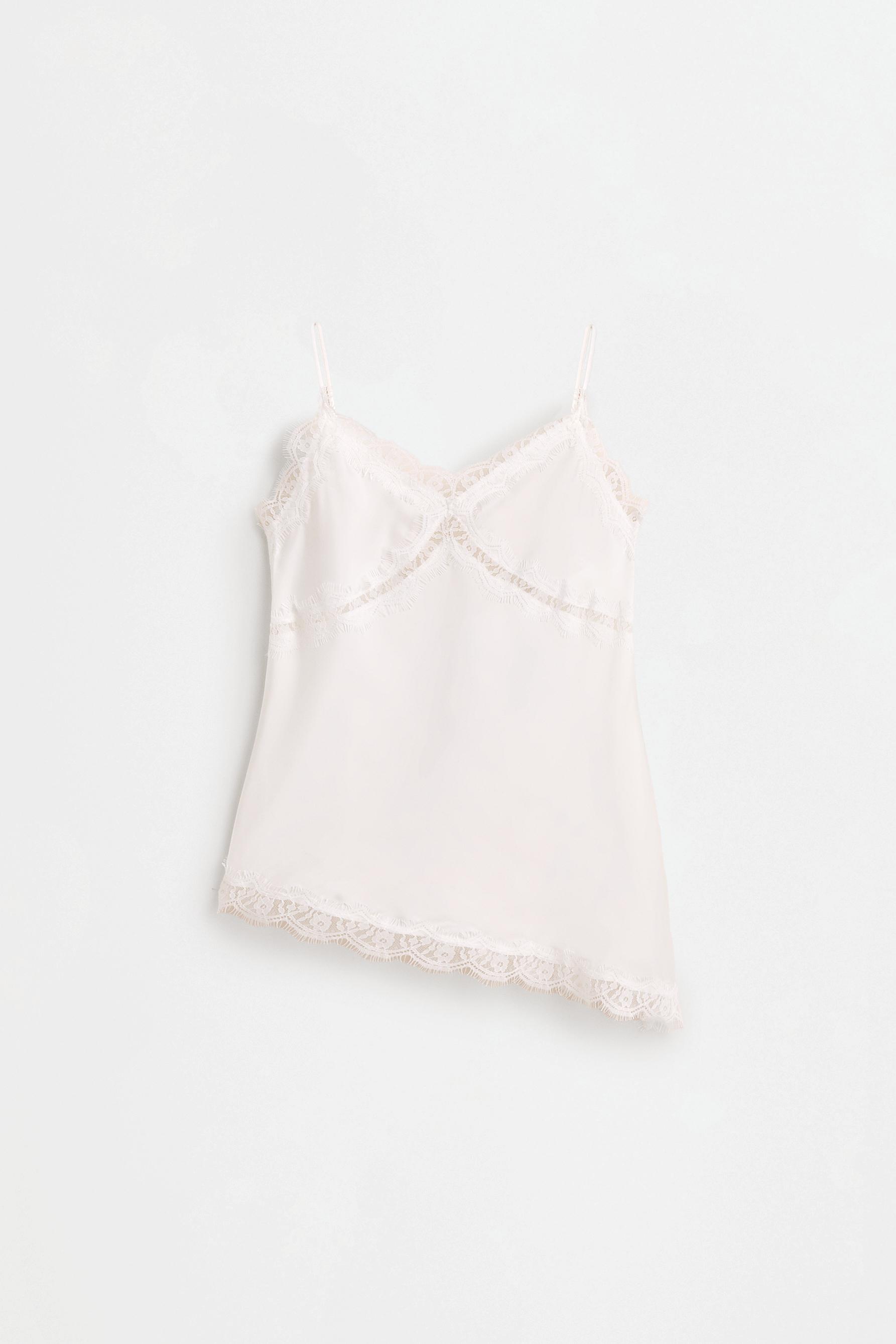 Asymmetrical satin camisole — OFF WHITE